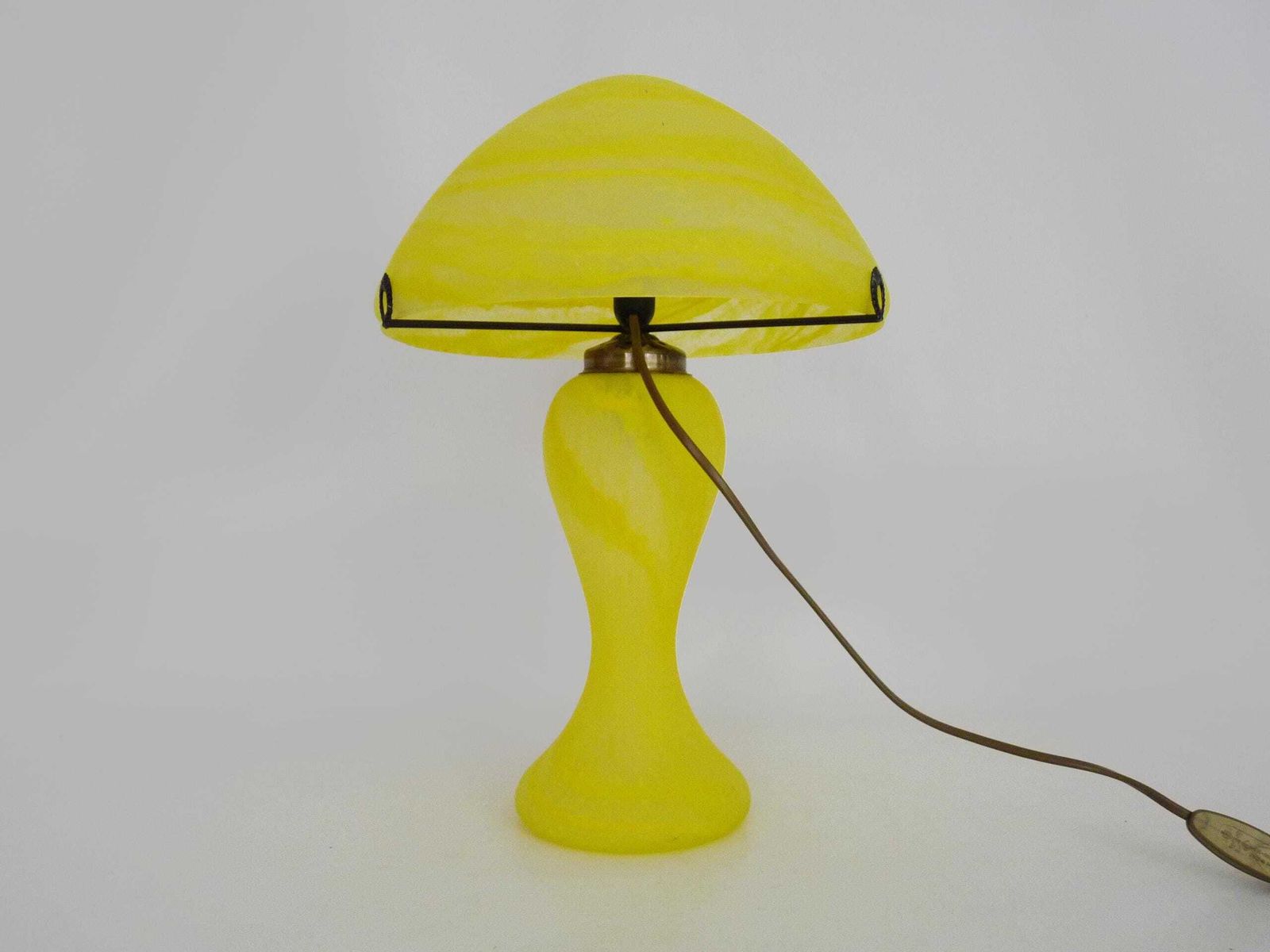 Art Nouveau Style Yellow Glass Mushroom Lamp photo 294.0
