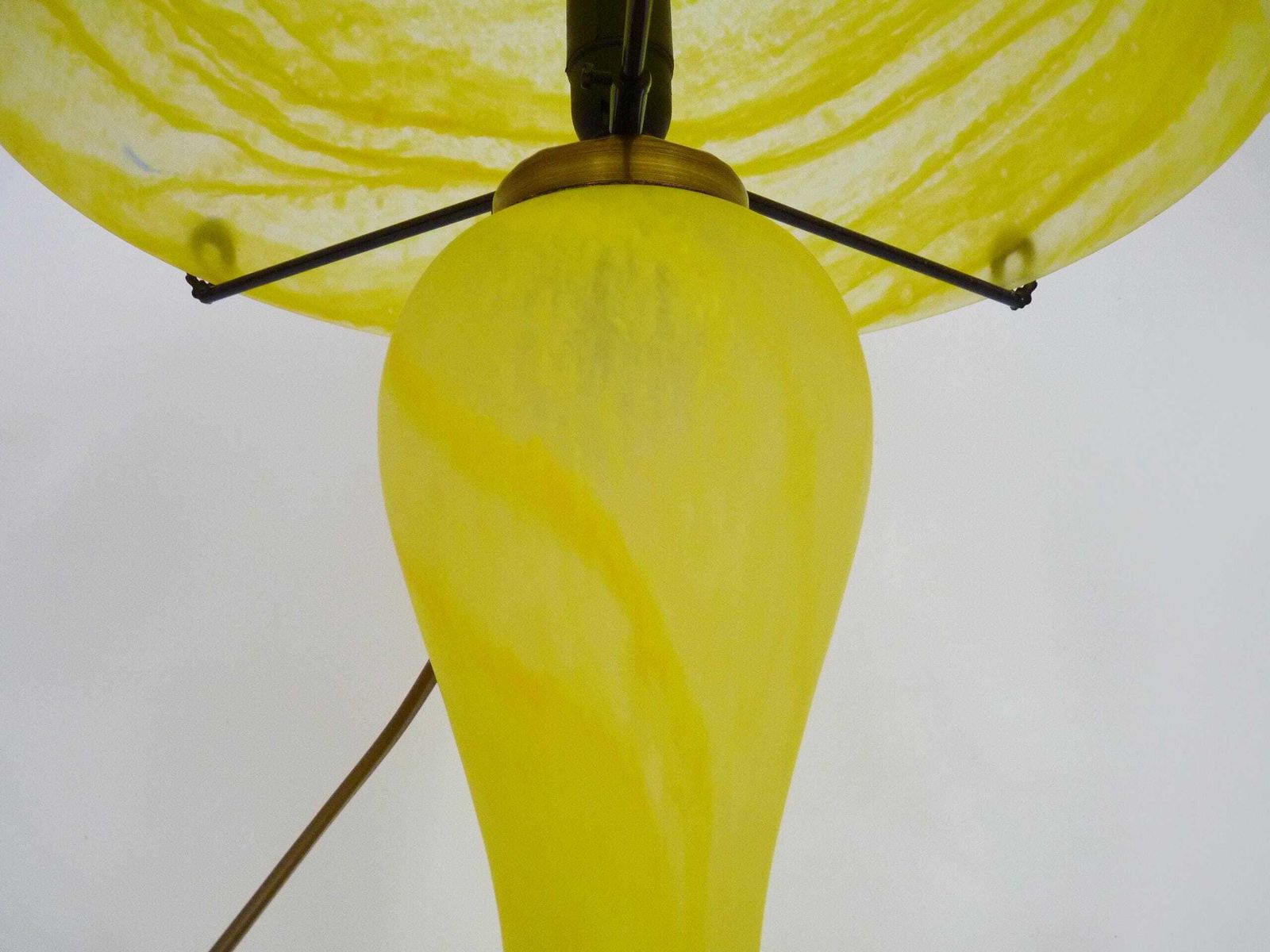 Art Nouveau Style Yellow Glass Mushroom Lamp photo vinterior