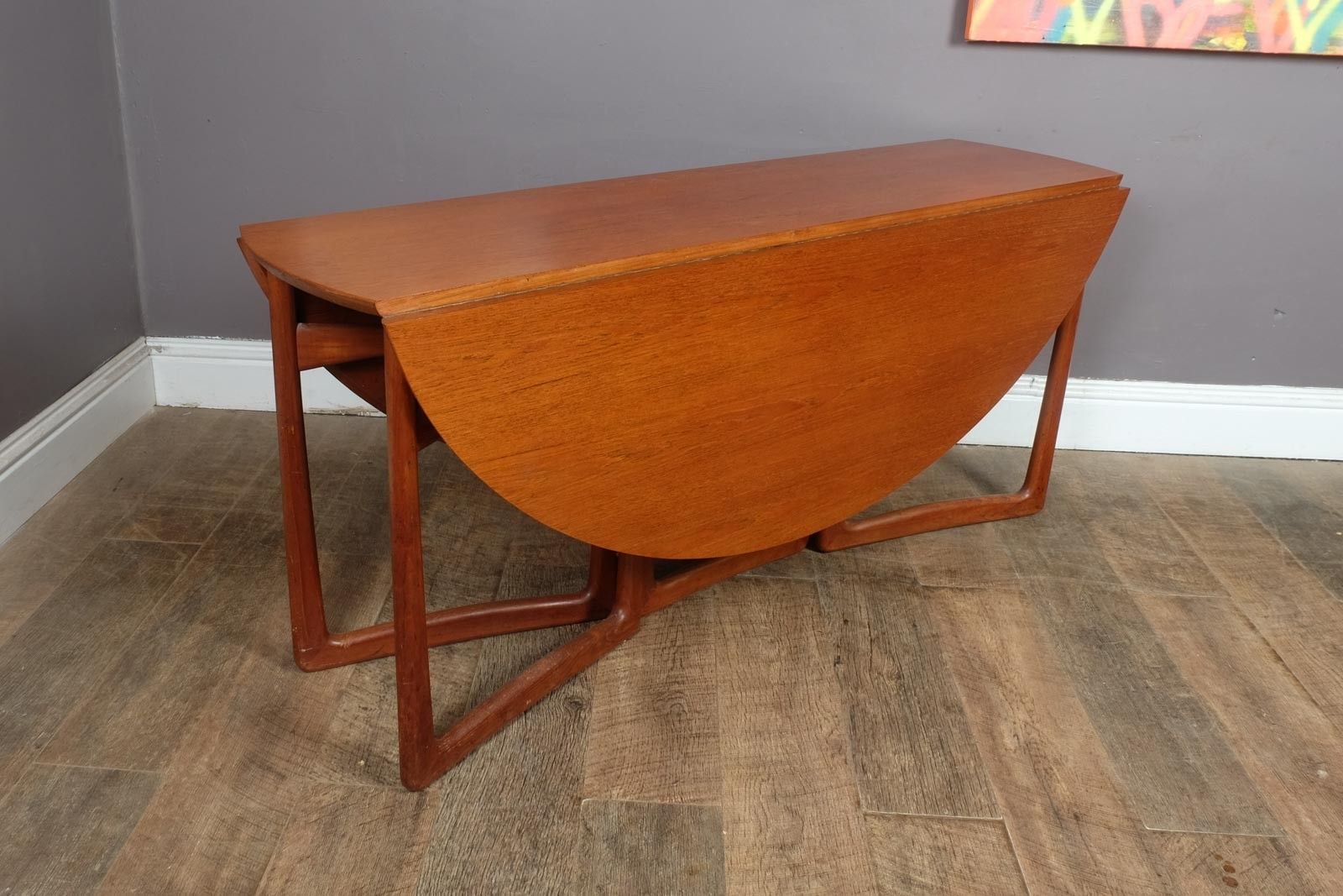 Peter Hvidt Teak Gateleg Drop Leaf Dining Table France & Son Danish Mid Century photo furniture
