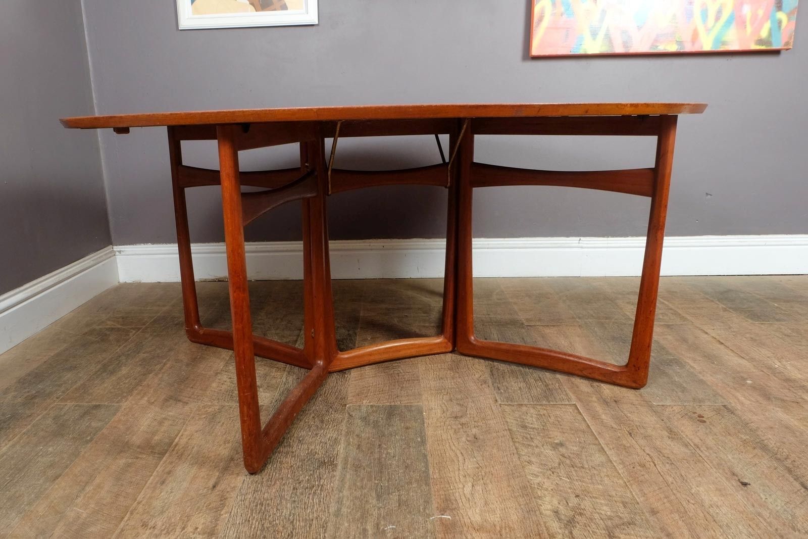 photo furniture Peter Hvidt Teak Gateleg Drop Leaf Dining Table France & Son Danish Mid Century
