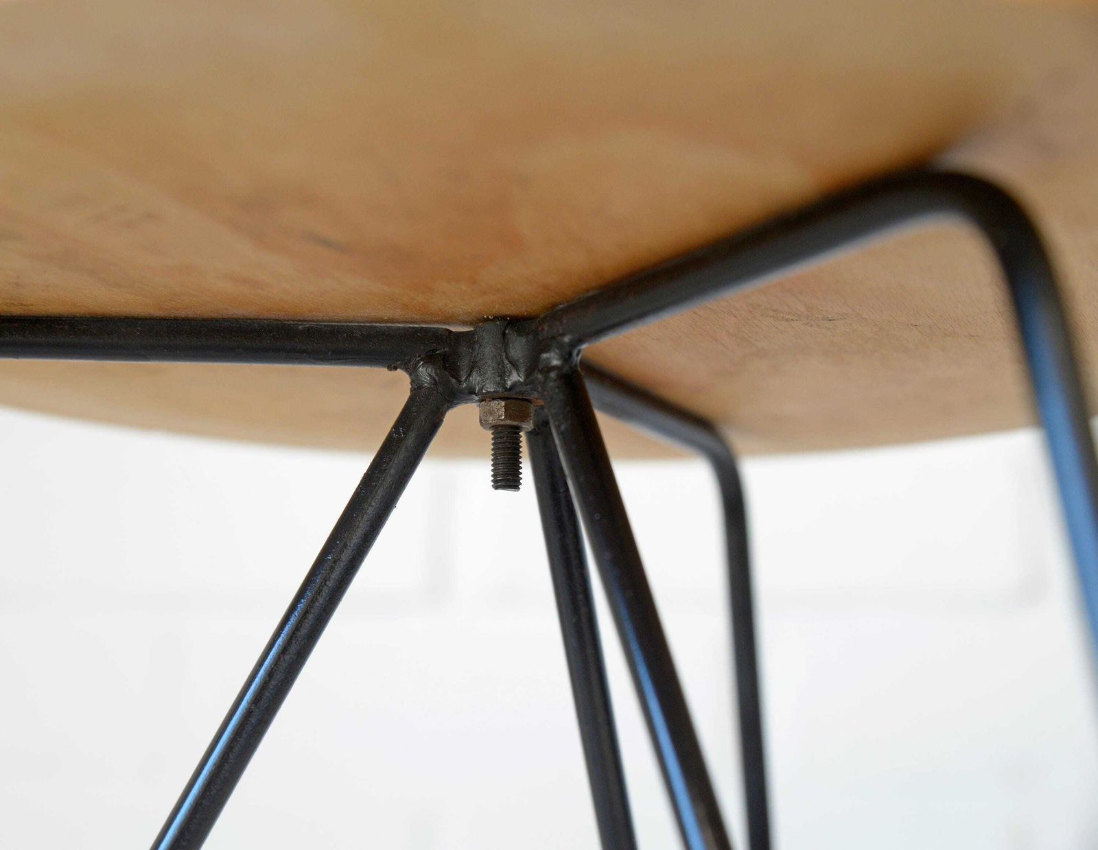 photo furniture Vintage Hairpin Stool / Diy / Foot Stool Base / Wood And Metal Stand / Made In Yugoslavia 70's