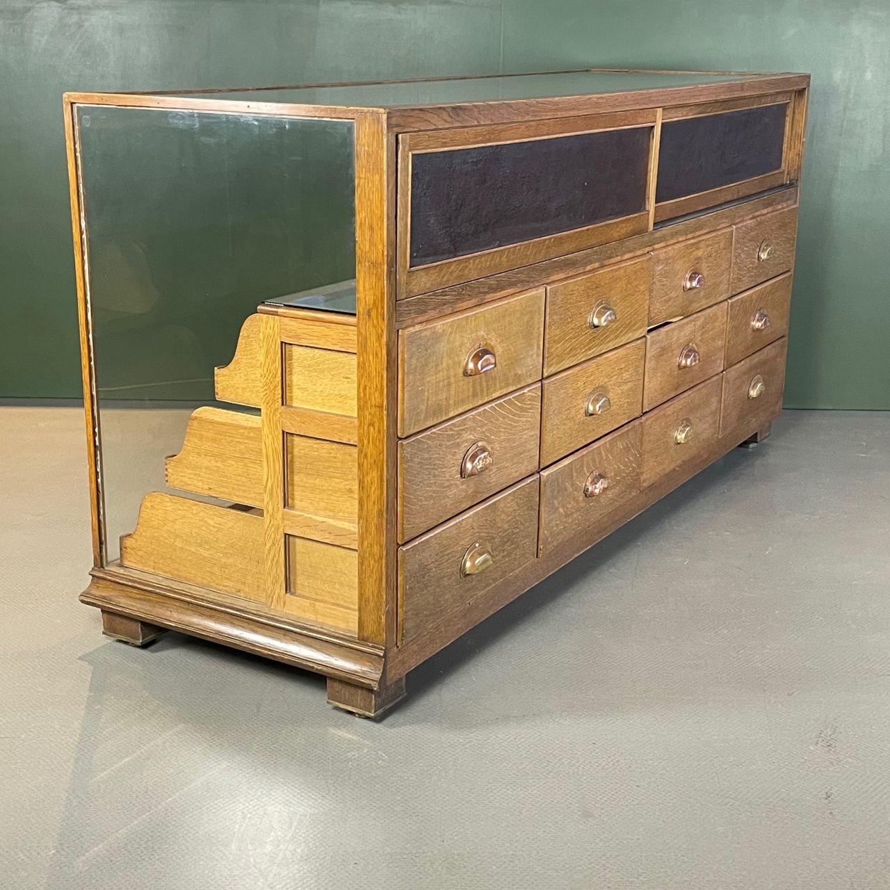 1930s 12 Drawer Shop Counter, Vintage photo Furniture