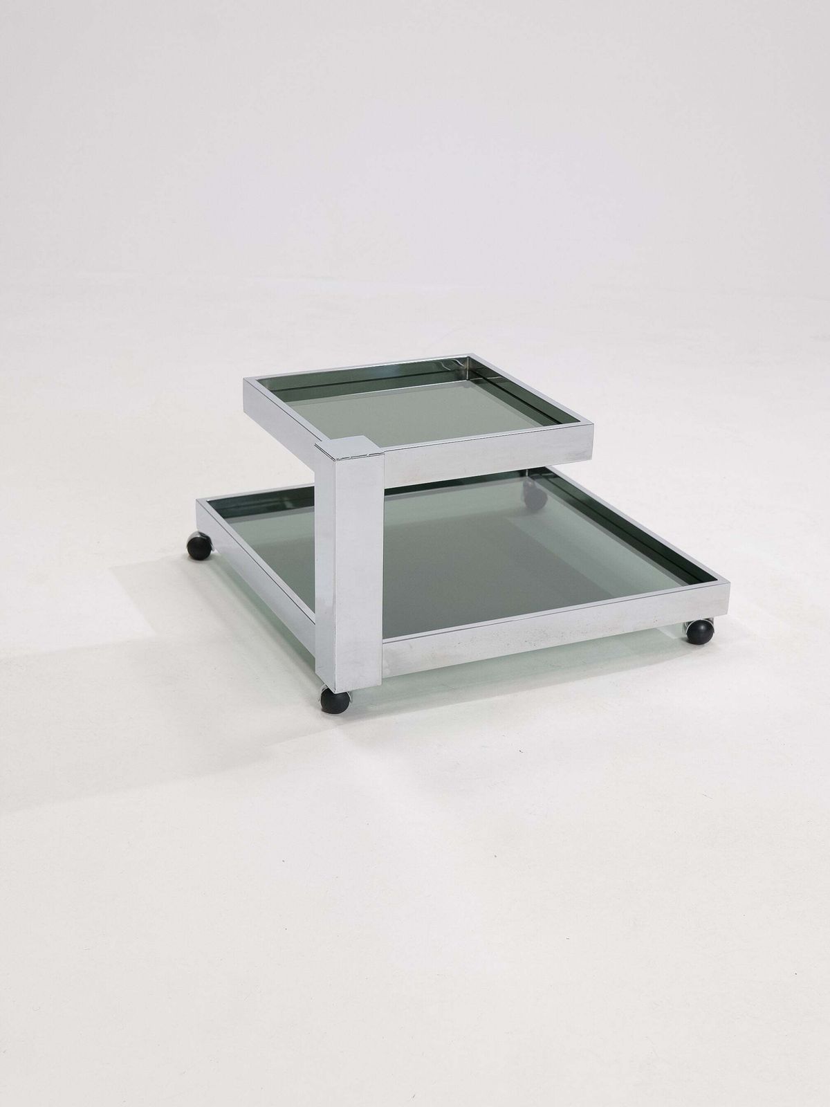 Serving Bar Cart In Chrome And Smoked Glass, 1970s