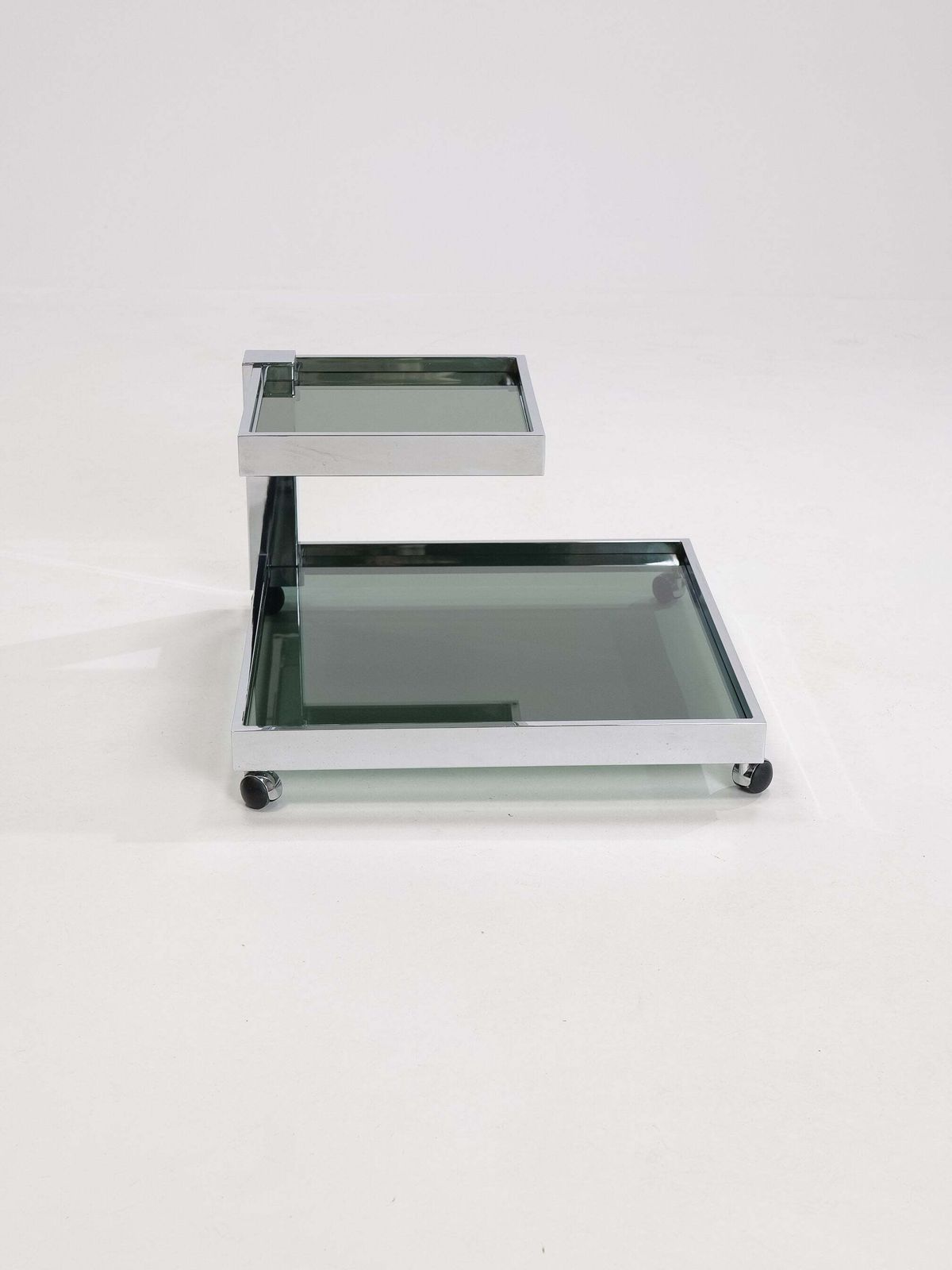 Serving Bar Cart In Chrome And Smoked Glass, 1970s photo for sale