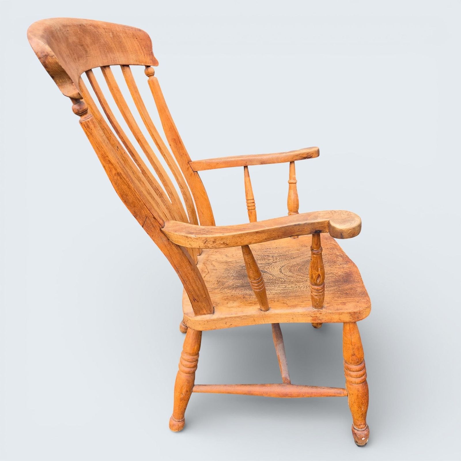 Antique Windsor Armchair, Victorian Elm & Beech Country Chair photo vinterior