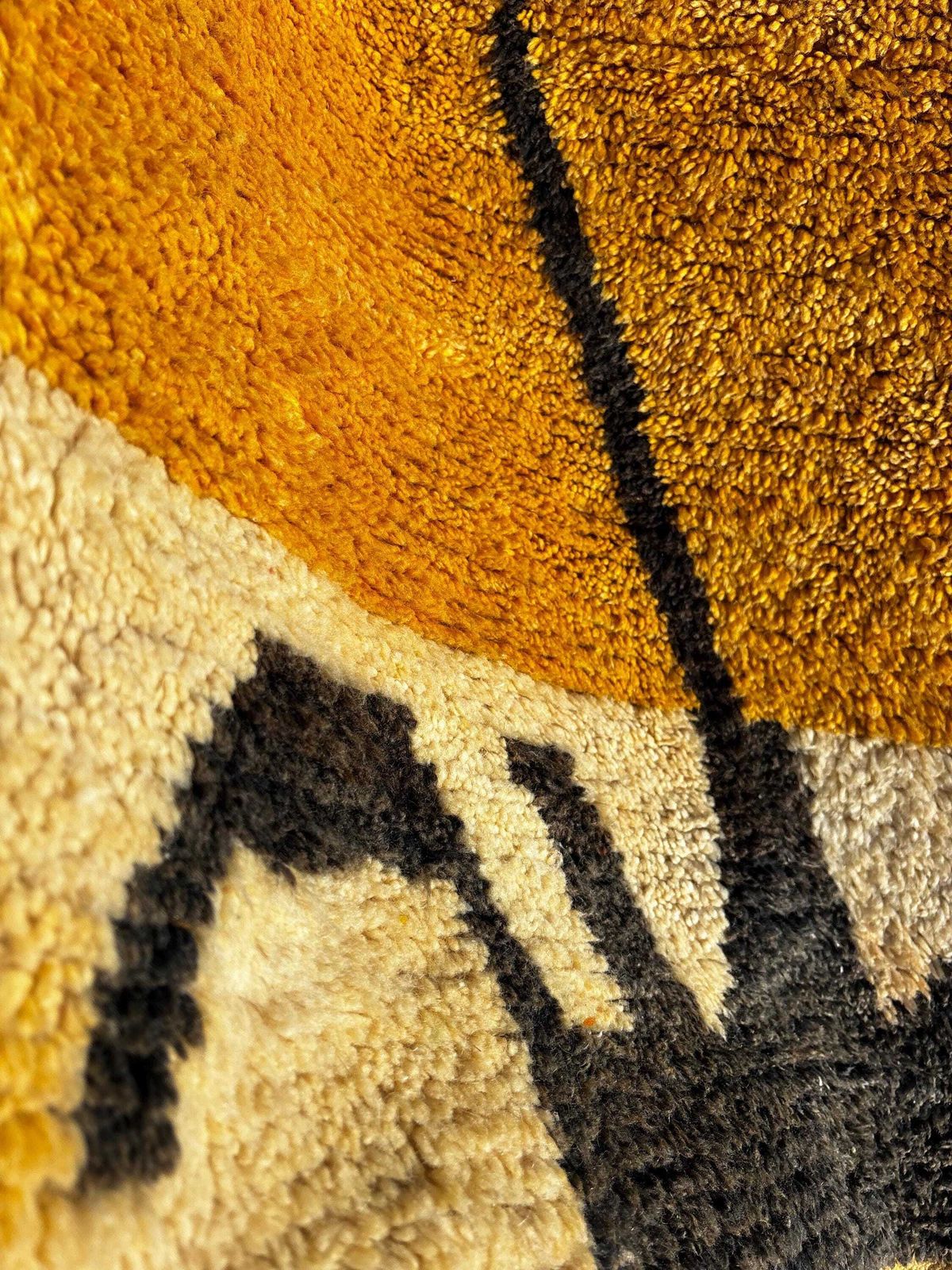Modern Moroccan Wool Rug – 175x270 Cm Handwoven Abstract Yellow Mustard Berber Carpet – Artisan Handmade Rug – Contemporary Home Decor photo buy