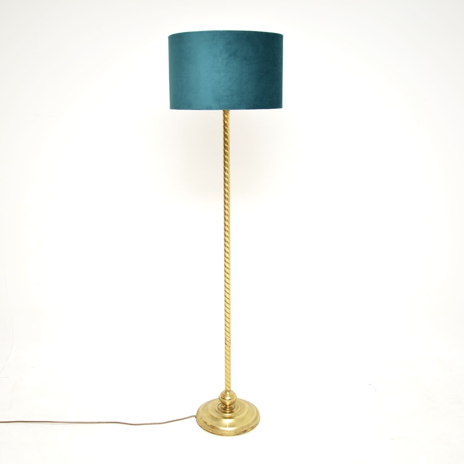 Vintage French Brass Rope Twist Floor Lamp photo for sale