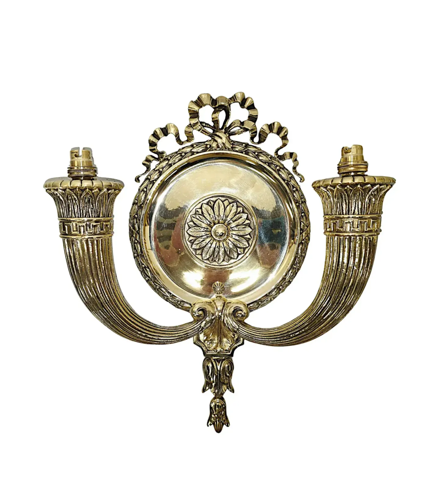 A Very Rare Pair Of Early 20th Century Brass Wall Lights And A Pair Of Matching Smaller Wall Lights photo Lighting