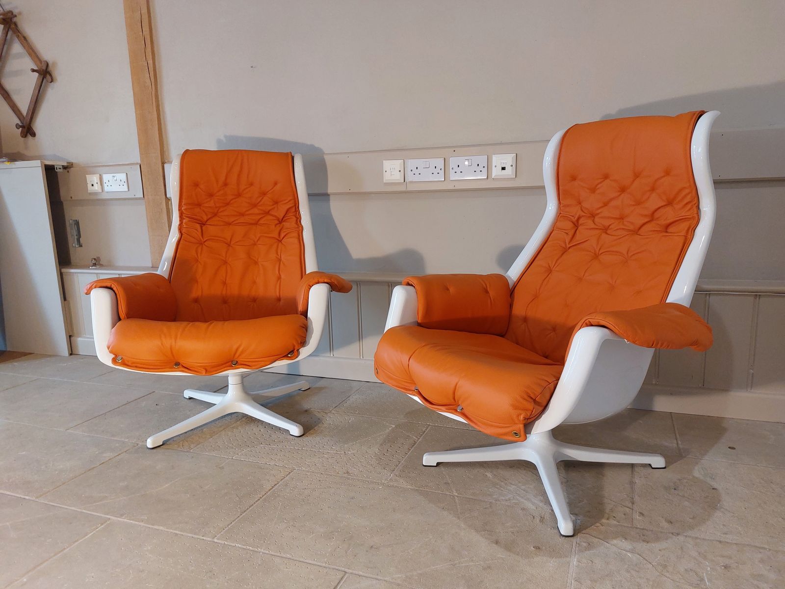 A Pair Of Galaxy Swivel Chairs, By Alf Svensson And Yngvar Sandström For Dux, 1970s