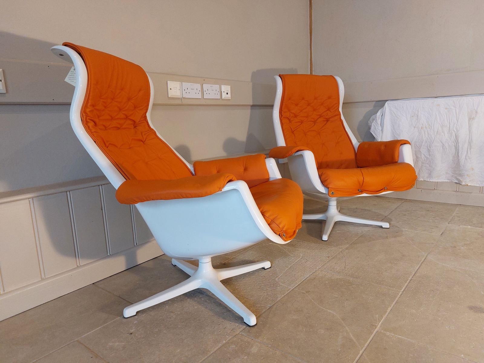 A Pair Of Galaxy Swivel Chairs, By Alf Svensson And Yngvar Sandström For Dux, 1970s photo furniture