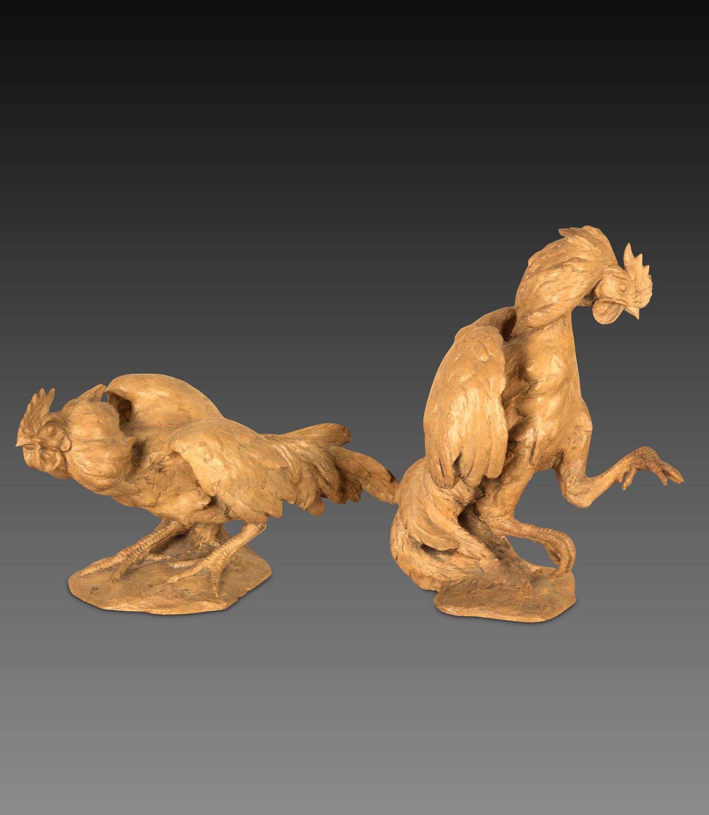 Pair Of 19th Century Italian Terracotta Cockerels photo for sale