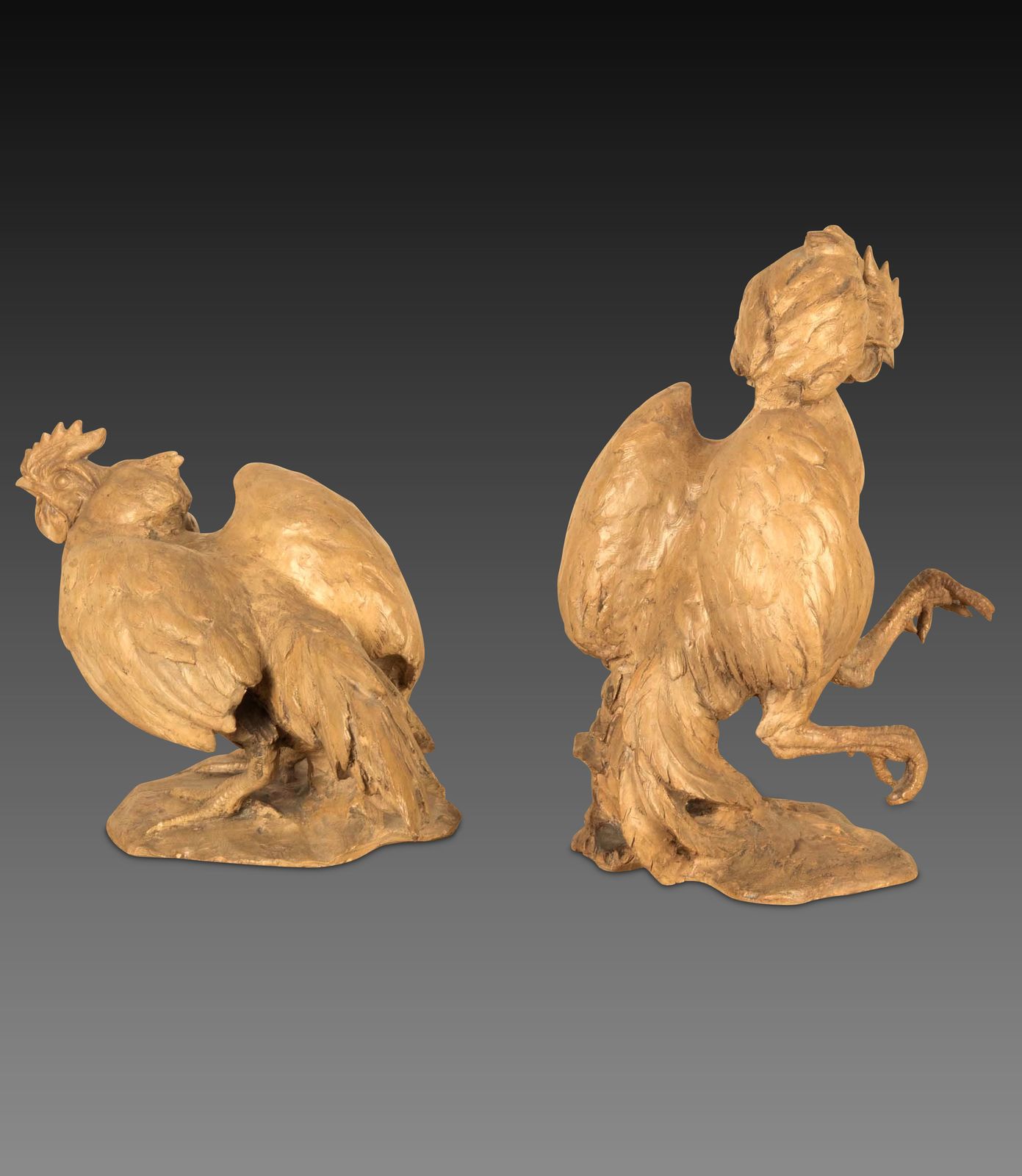 Pair Of 19th Century Italian Terracotta Cockerels photo Home Decor