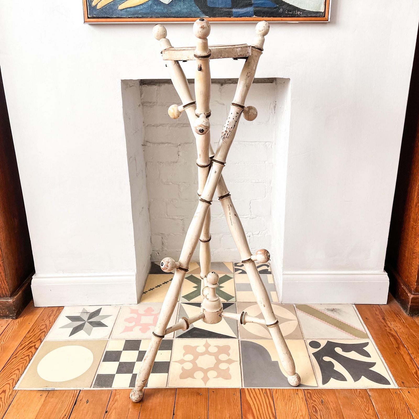 French Antique Painted Faux Bamboo Plant Stand photo furniture