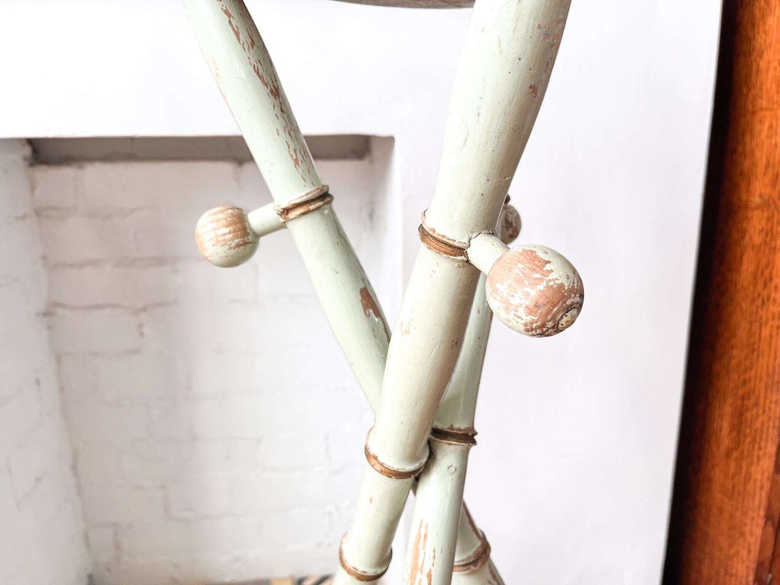 photo for sale French Antique Painted Faux Bamboo Plant Stand
