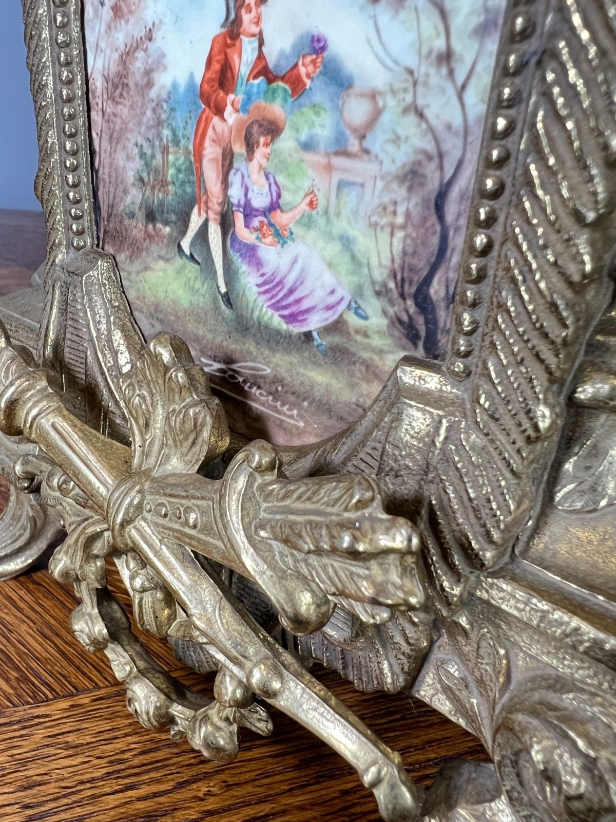 Lancini Imperial Ormolu Porcelain Gilt Brass Mantle Clock  Lot 4638 photo vintage