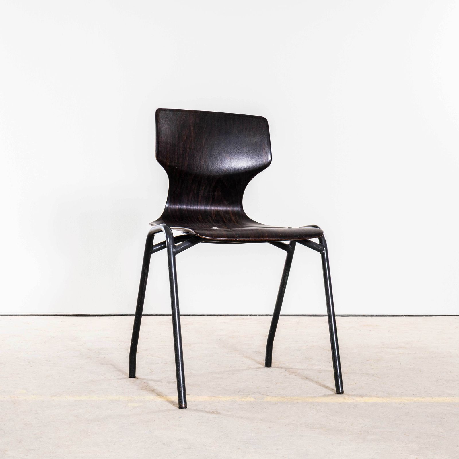 1960's Laminated Ebonised Gun Metal Dining Chairs   Set Of Four photo vinterior