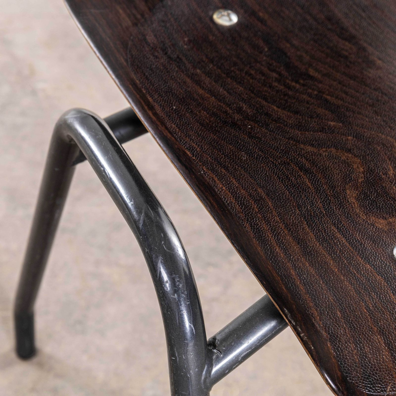1960's Laminated Ebonised Gun Metal Dining Chairs   Set Of Four photo vintage