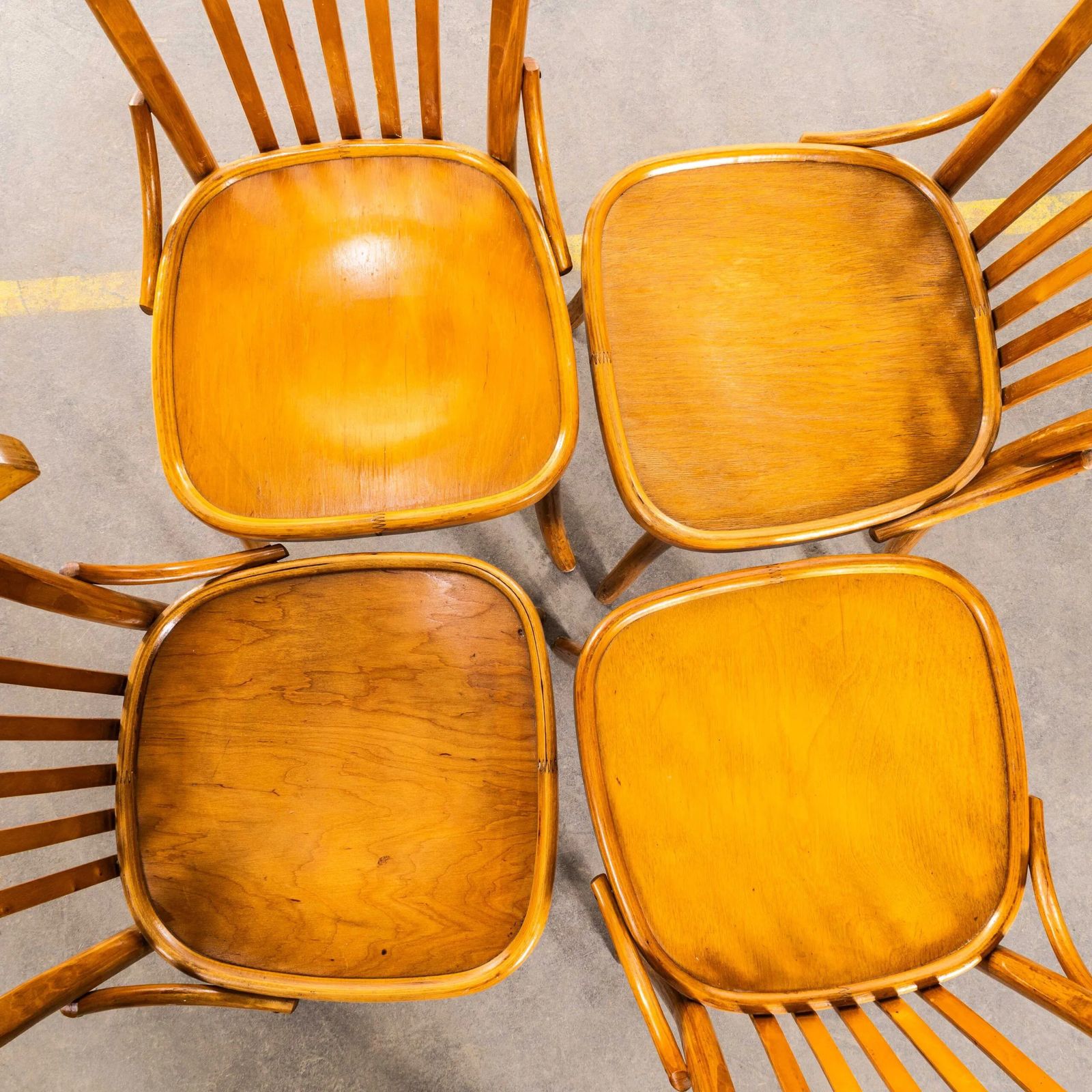 20th Century Honey Walnut Contemporary Café Chairs – Set Of Four photo 695.0