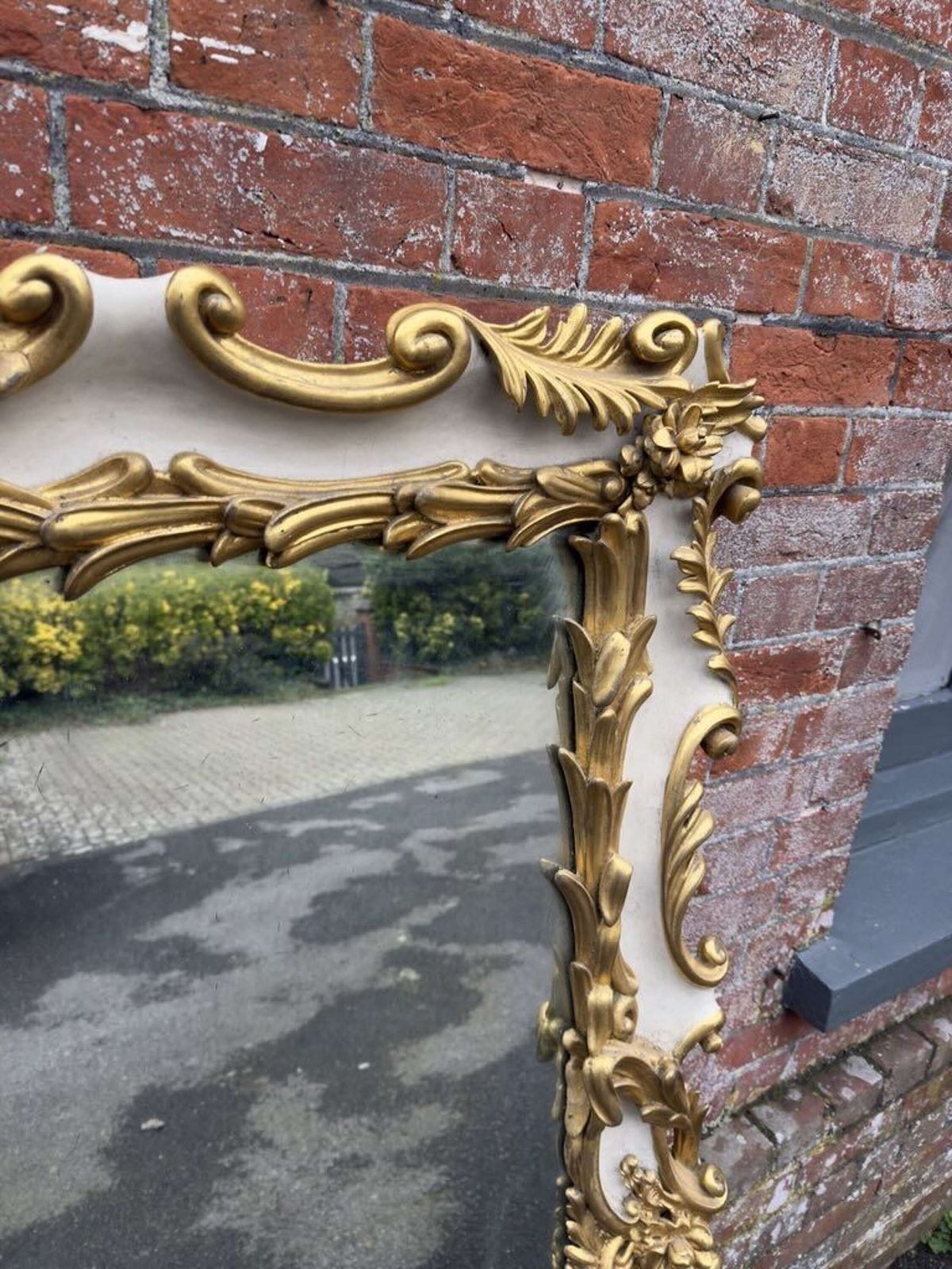 A Spectacular Large Antique English 19th C Ornate Framed Gilt & Painted Overmantle Mirror. photo for sale