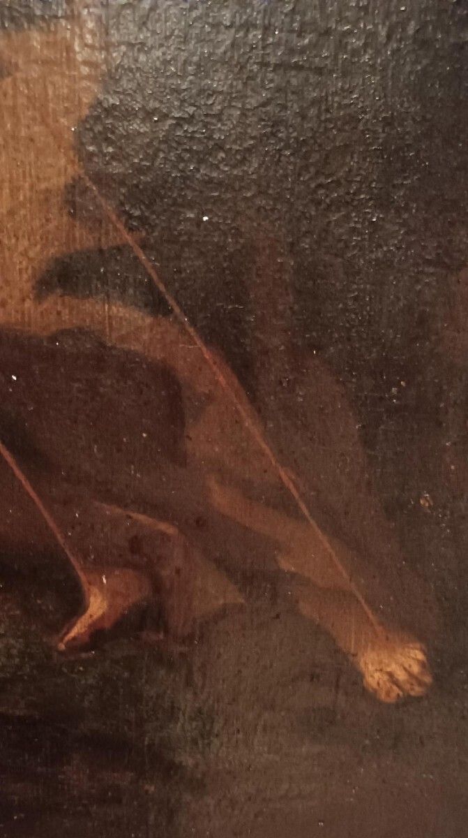 photo furniture Antique Oil Painting On Canvas Depicting Saint Francis In Ecstasy