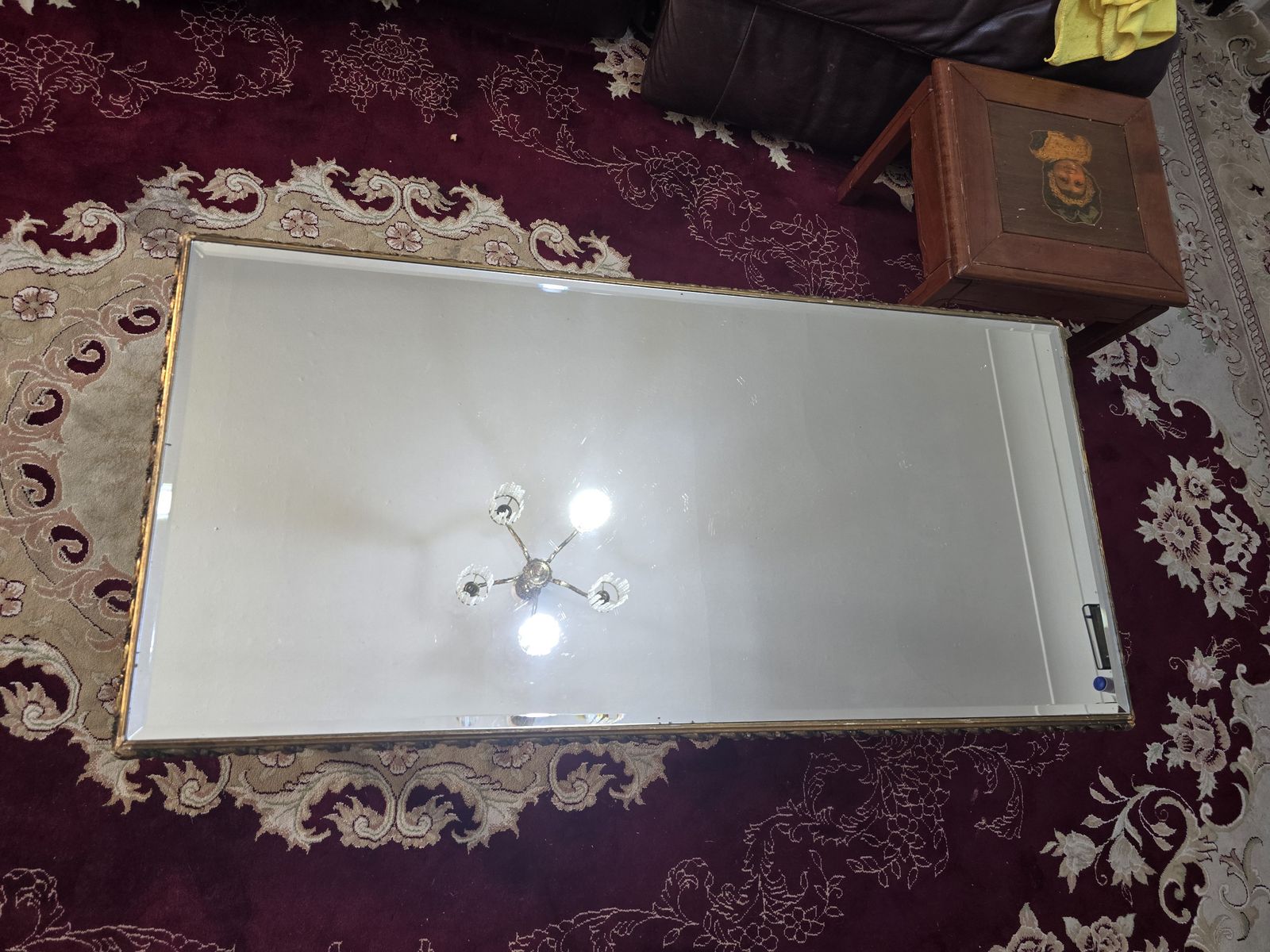 65.0 Antique French Gilt & Mirrored Glass Coffee Table photo