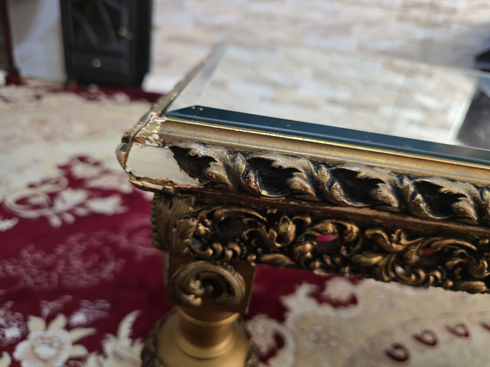 photo vinterior Antique French Gilt & Mirrored Glass Coffee Table