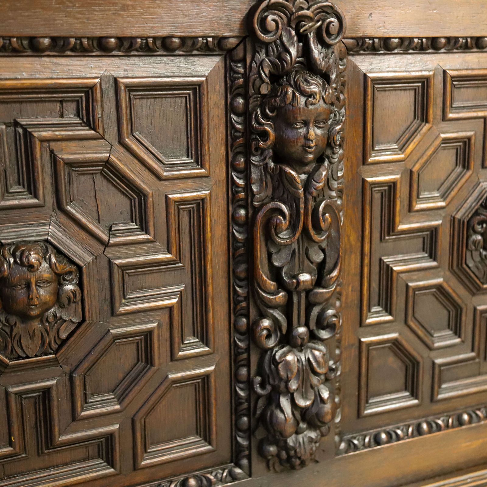19th Century Flemish Carved Oak Cabinet On Stand With Lion Masks C.1850 1880 photo buy