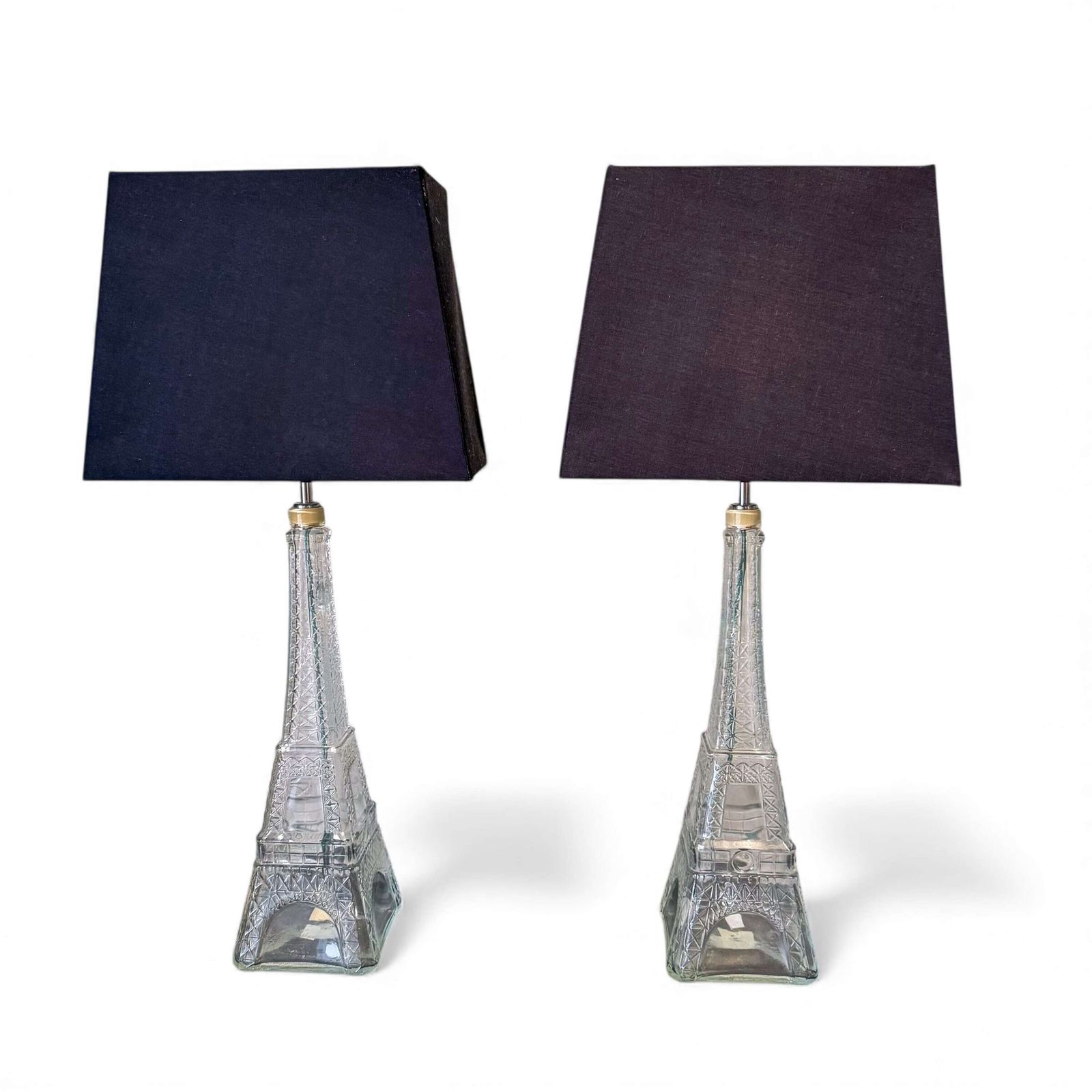Pair Of Eiffel Tower Glass Lamps   France, 1960's