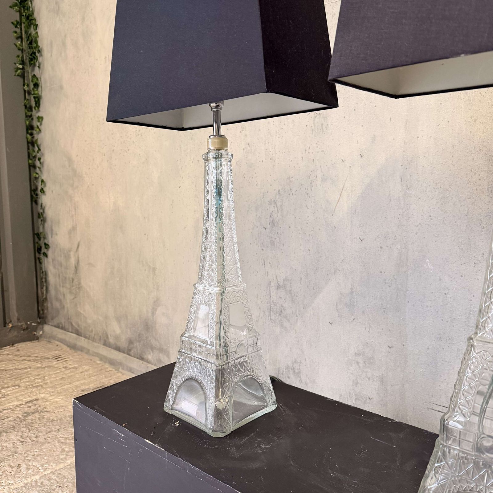 Pair Of Eiffel Tower Glass Lamps   France, 1960's photo Lighting