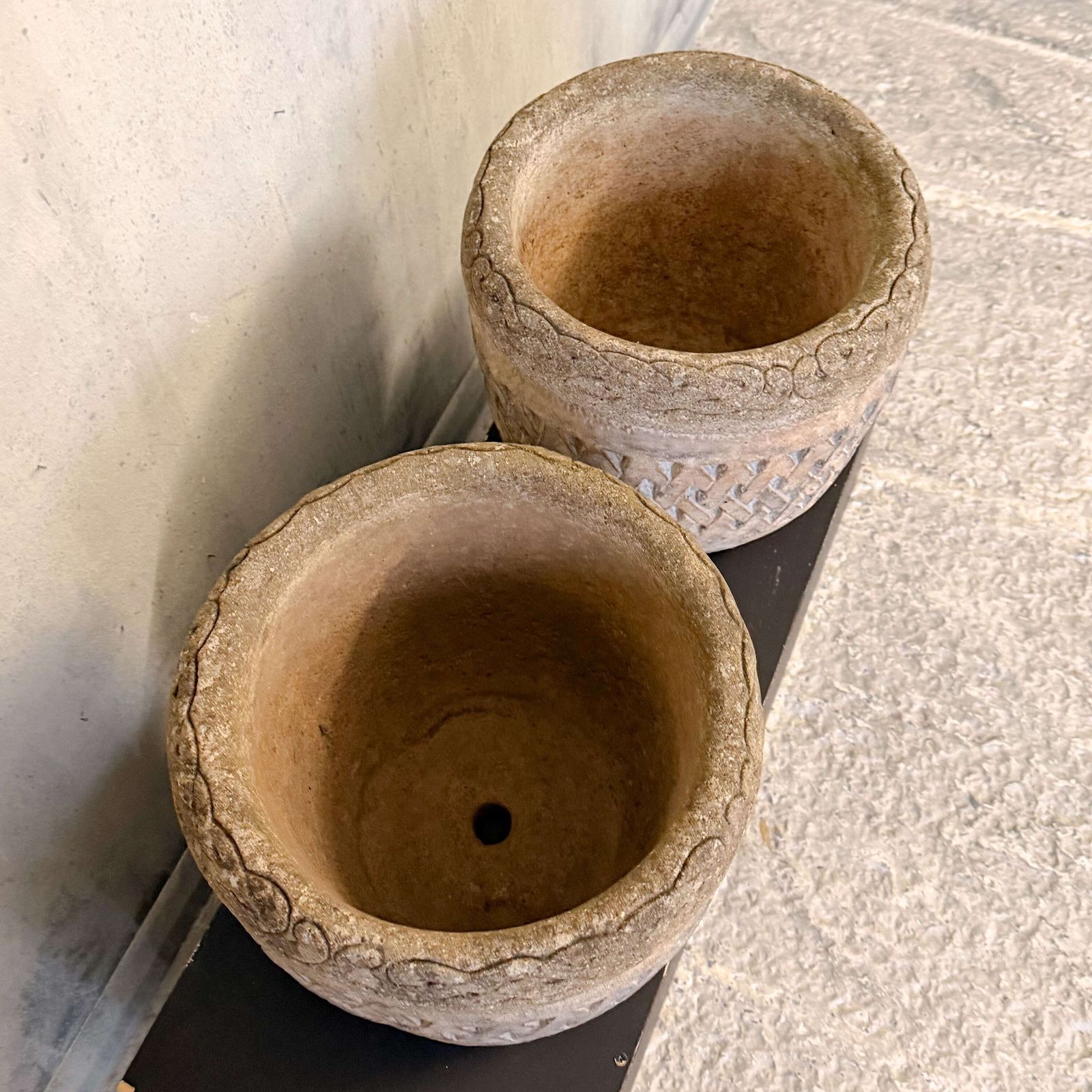 Pair Of Mid Century Cast Stone Garden Urns — England, Circa 1950 photo vinterior