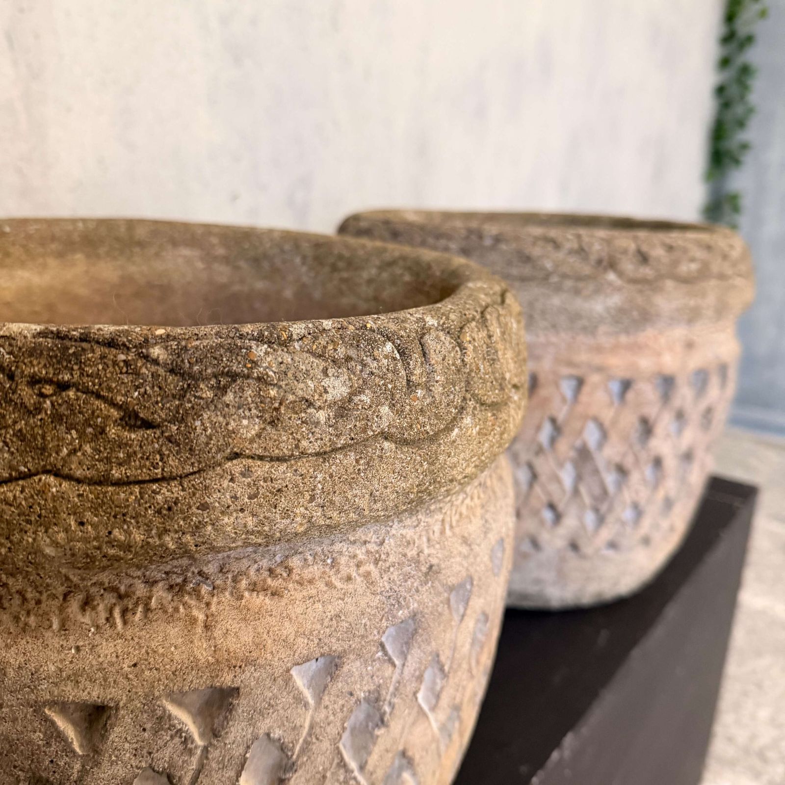 Pair Of Mid Century Cast Stone Garden Urns — England, Circa 1950 photo vintage