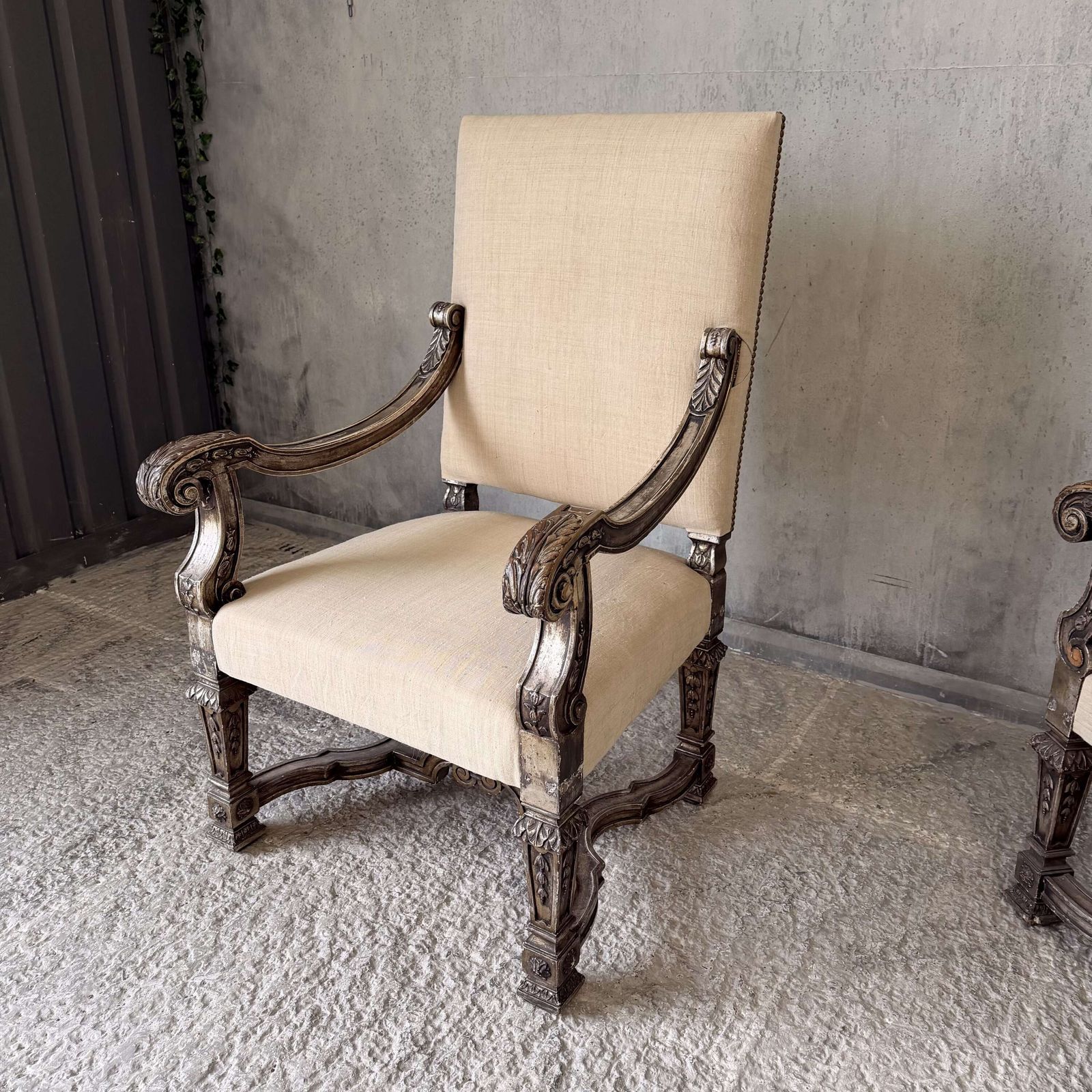 Pair Of 19th Century Giltwood Baroque Style Throne Armchairs photo 2425.0