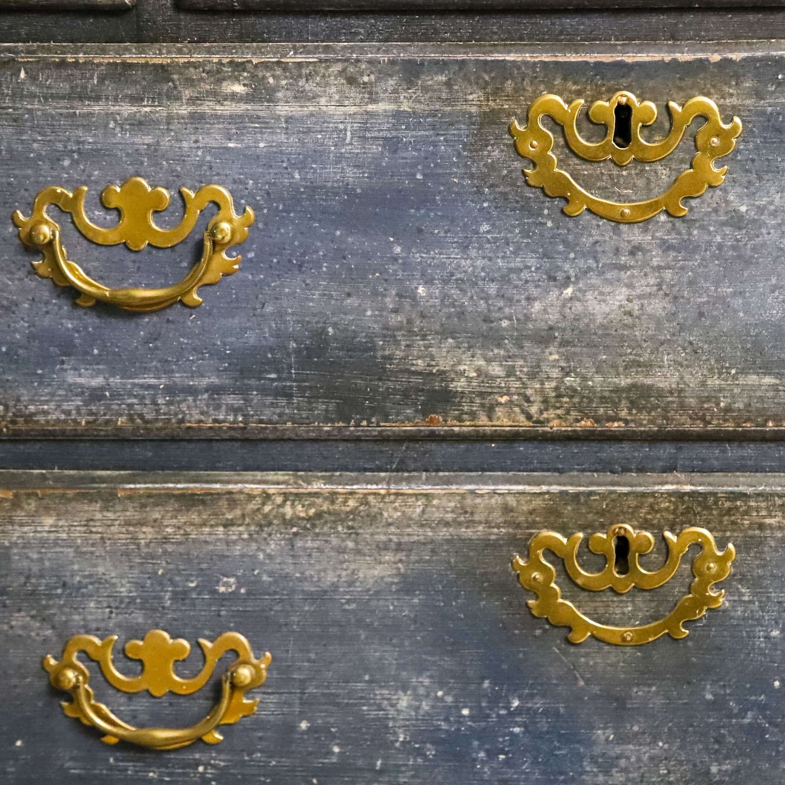 photo buy Georgian Chest On Stand C.1760 1780 In Distressed Mottled Blue Finish