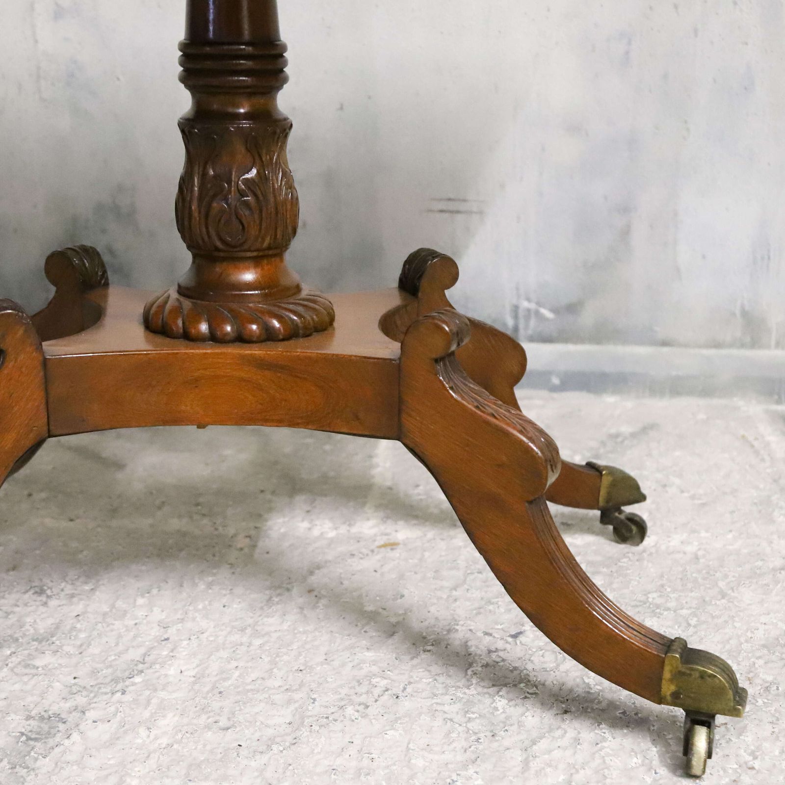 Regency Rosewood Tea Table With Fold Over Top And Original Brass Castors photo vintage