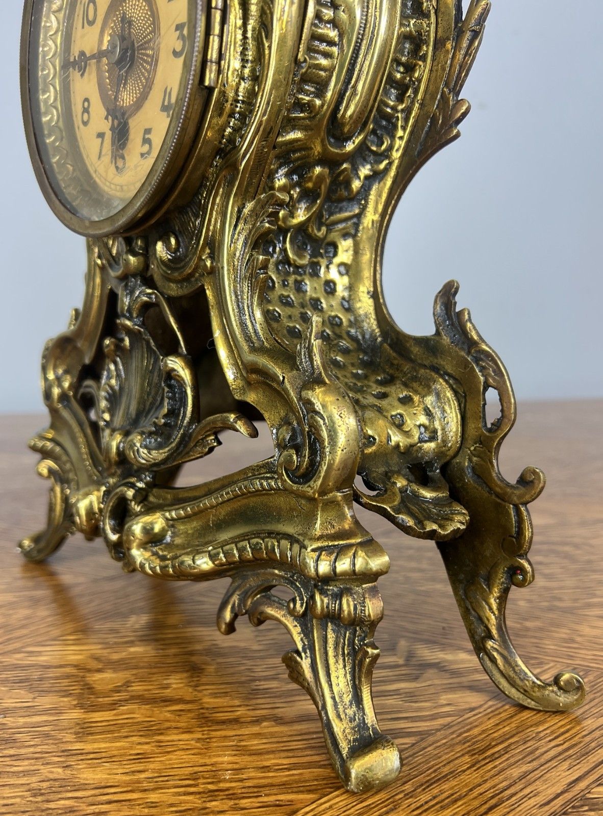 Clock Vintage French Style Brass Decorative Mantel Clock Ornate Case Lot 4655 photo vinterior