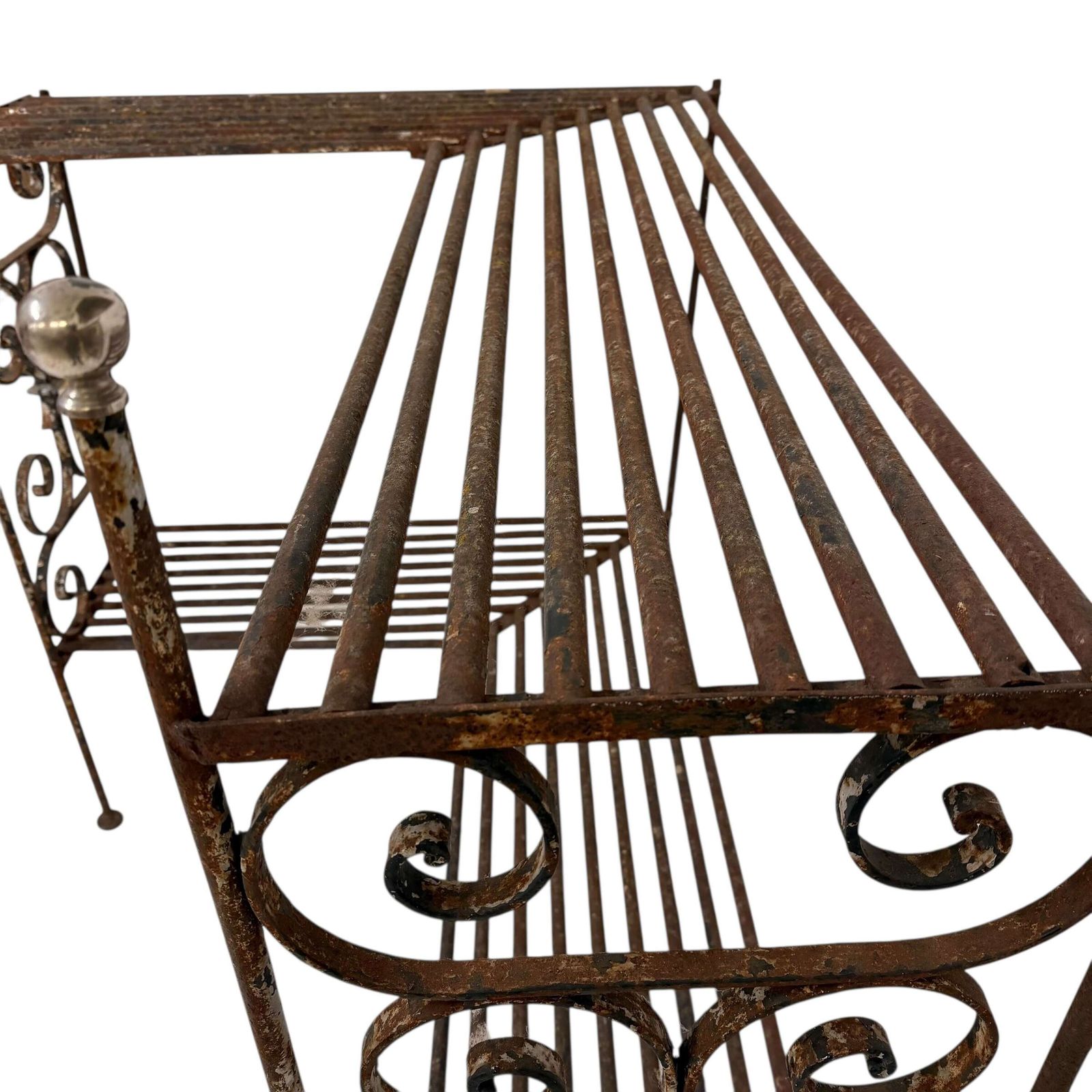 Garden Furniture Antique Wrought Iron L Shaped Garden Shelving Unit photo
