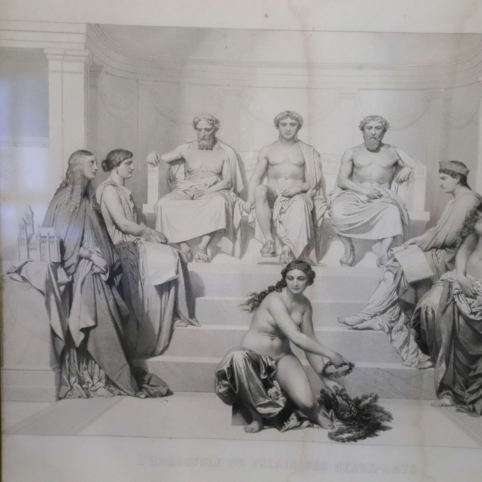 French 19th Century Gravure Lithograph Triptych photo for sale