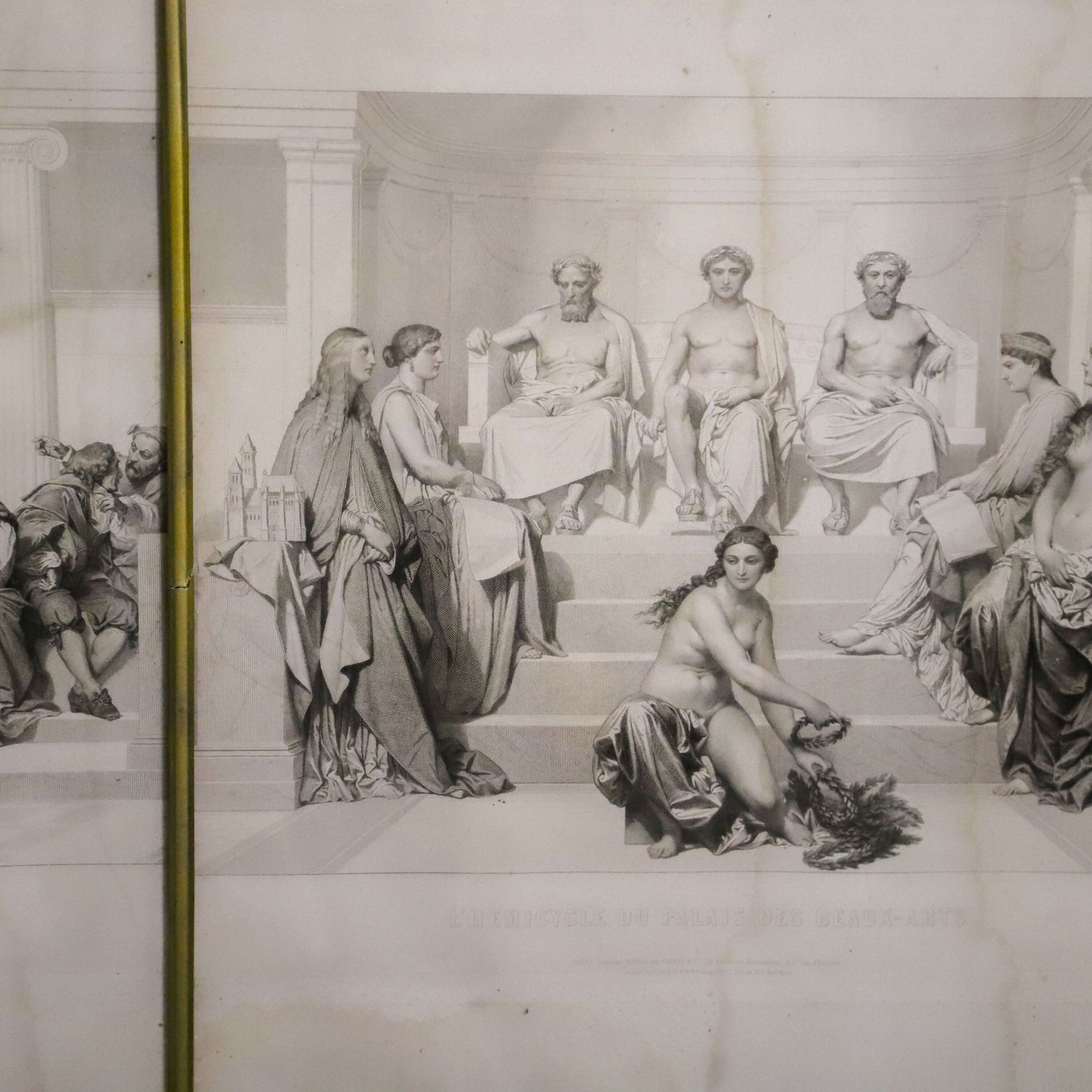photo vinterior French 19th Century Gravure Lithograph Triptych