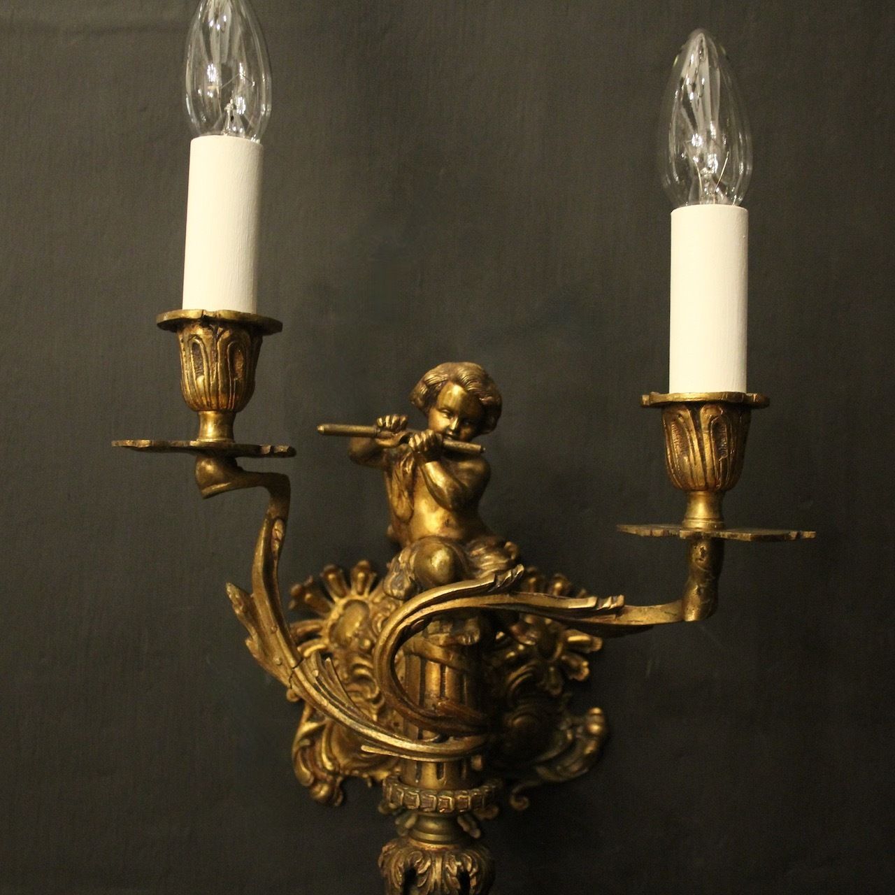 French Pair Of Bronze Antique Wall Sconces photo buy