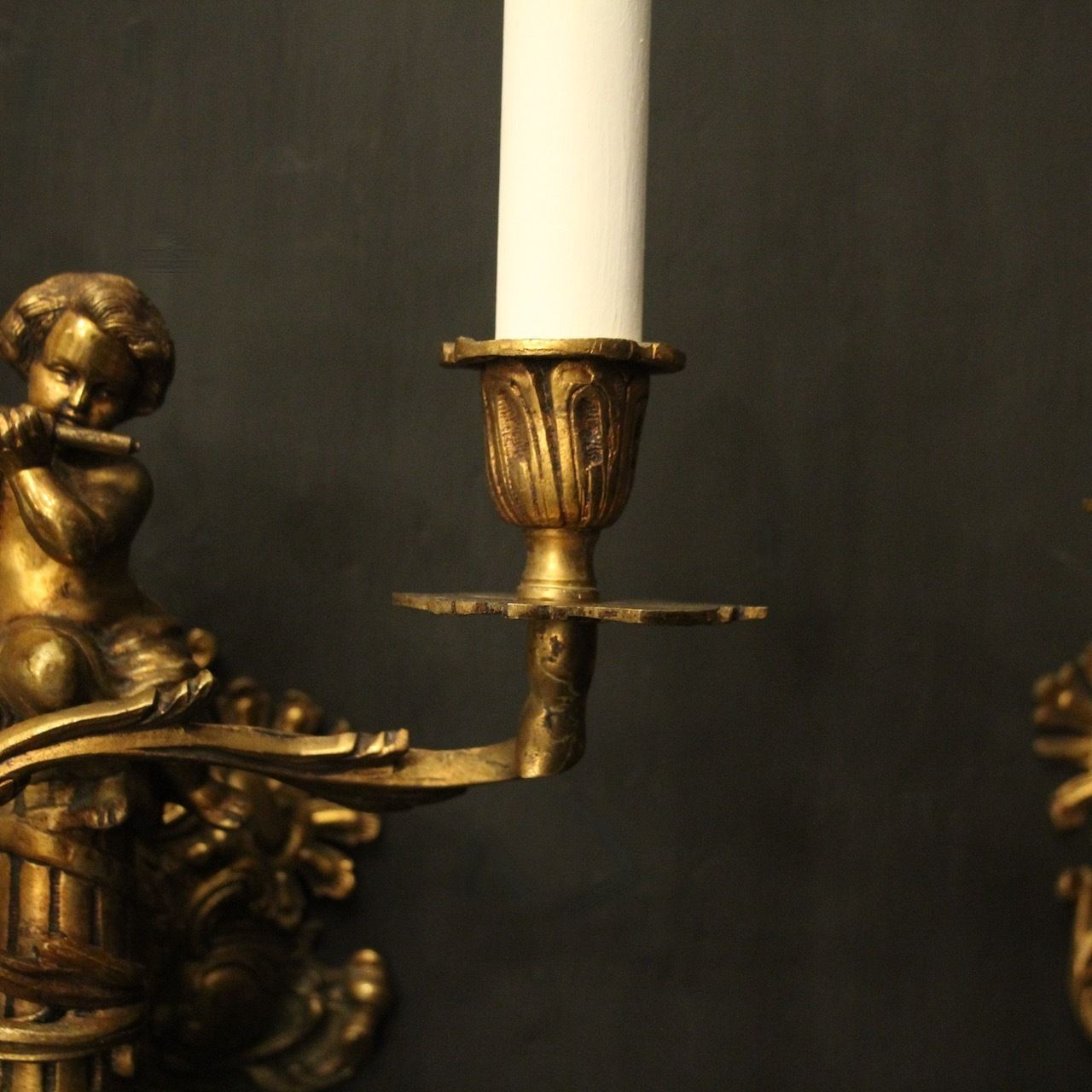 photo for sale French Pair Of Bronze Antique Wall Sconces