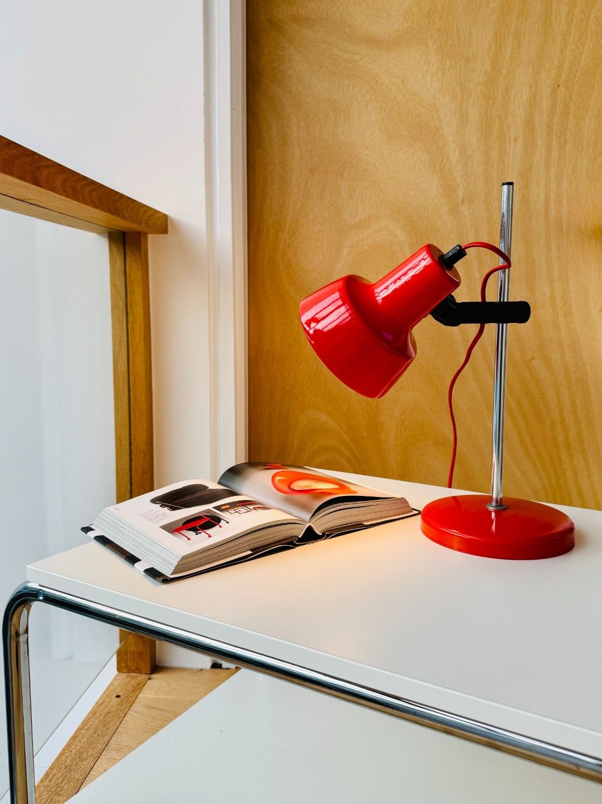 1980's Adjustable Orange Desk Lamp By Moda Of Denmark photo for sale