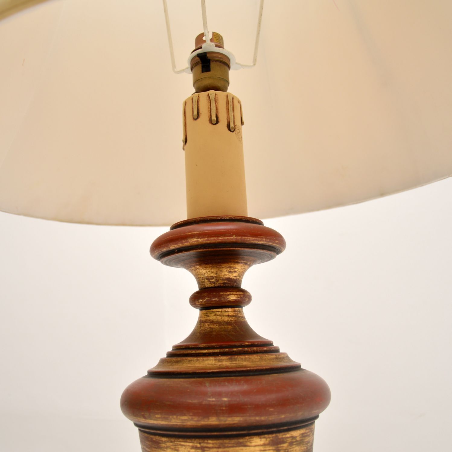Pair Of Antique Gilt Wood Table Lamps photo vintage