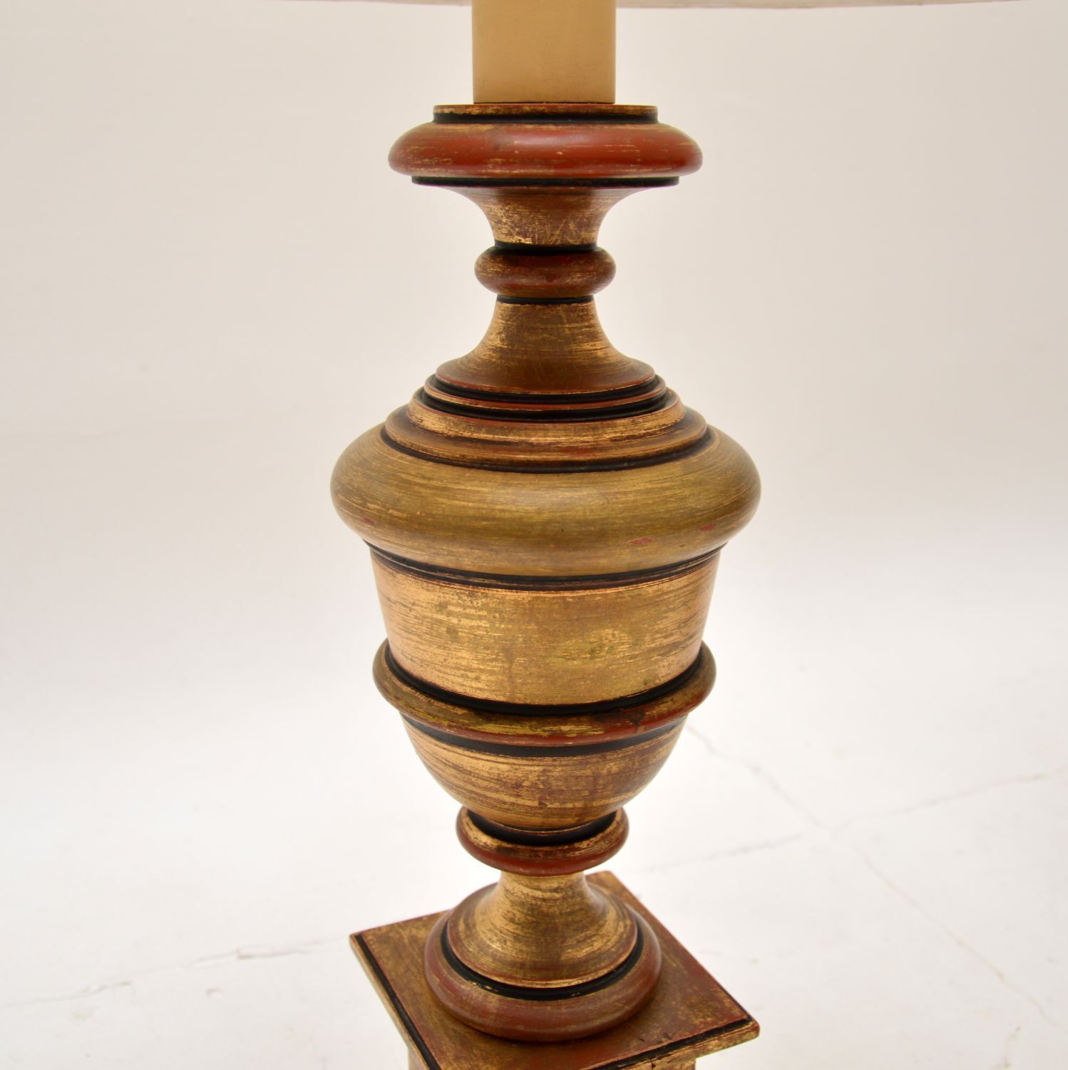 photo for sale Pair Of Antique Gilt Wood Table Lamps