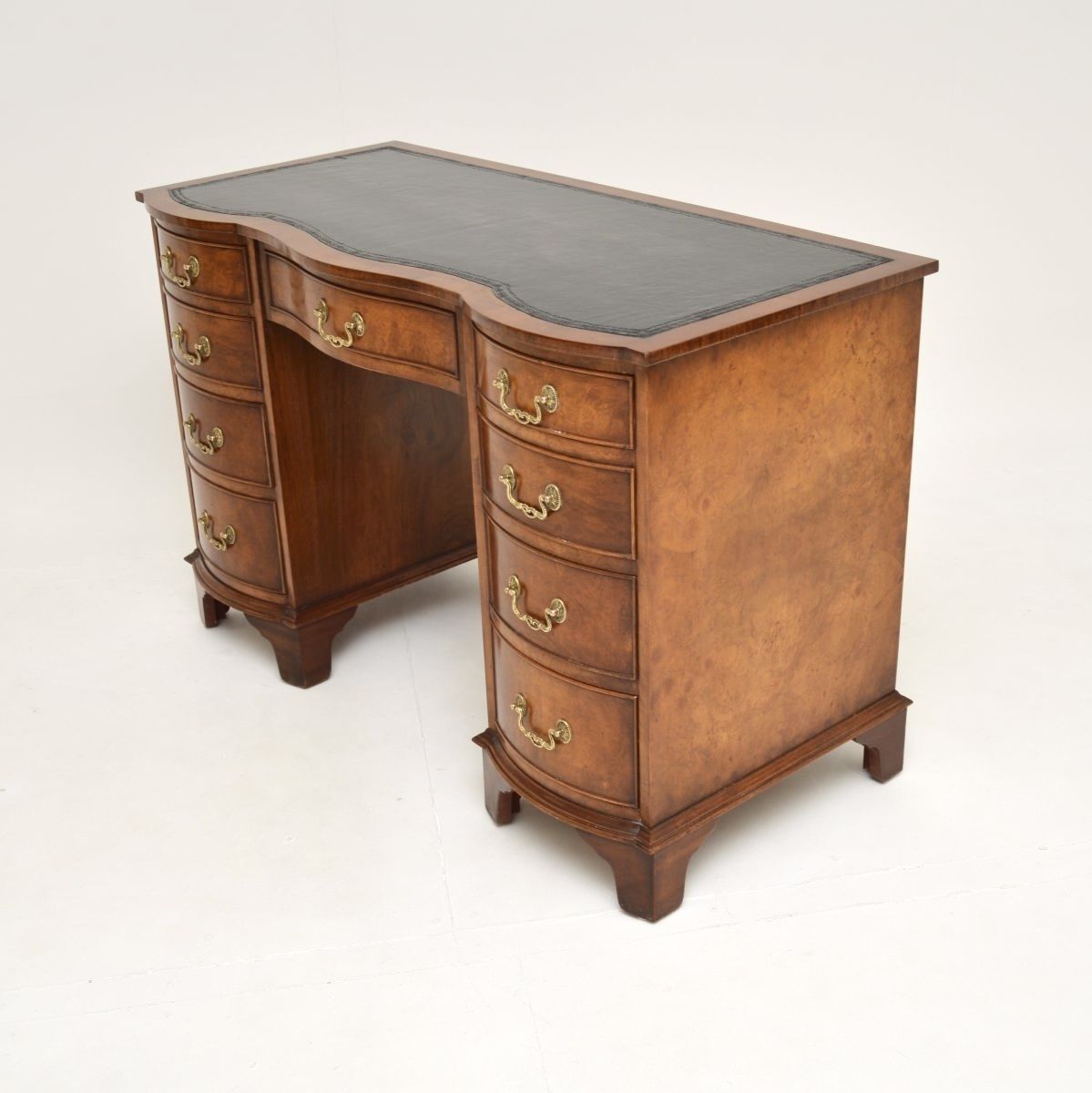 Antique Burr Walnut Leather Top Pedestal Desk photo buy