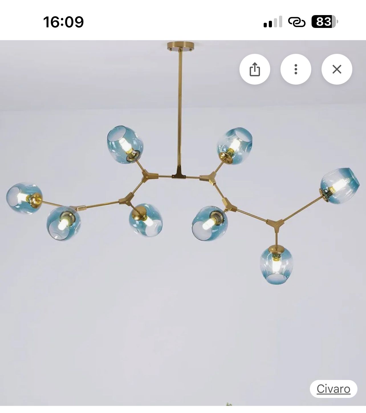 Large Pendant Light Fitting New And Unused 2000x600mm With 10 Glass Shades photo vinterior