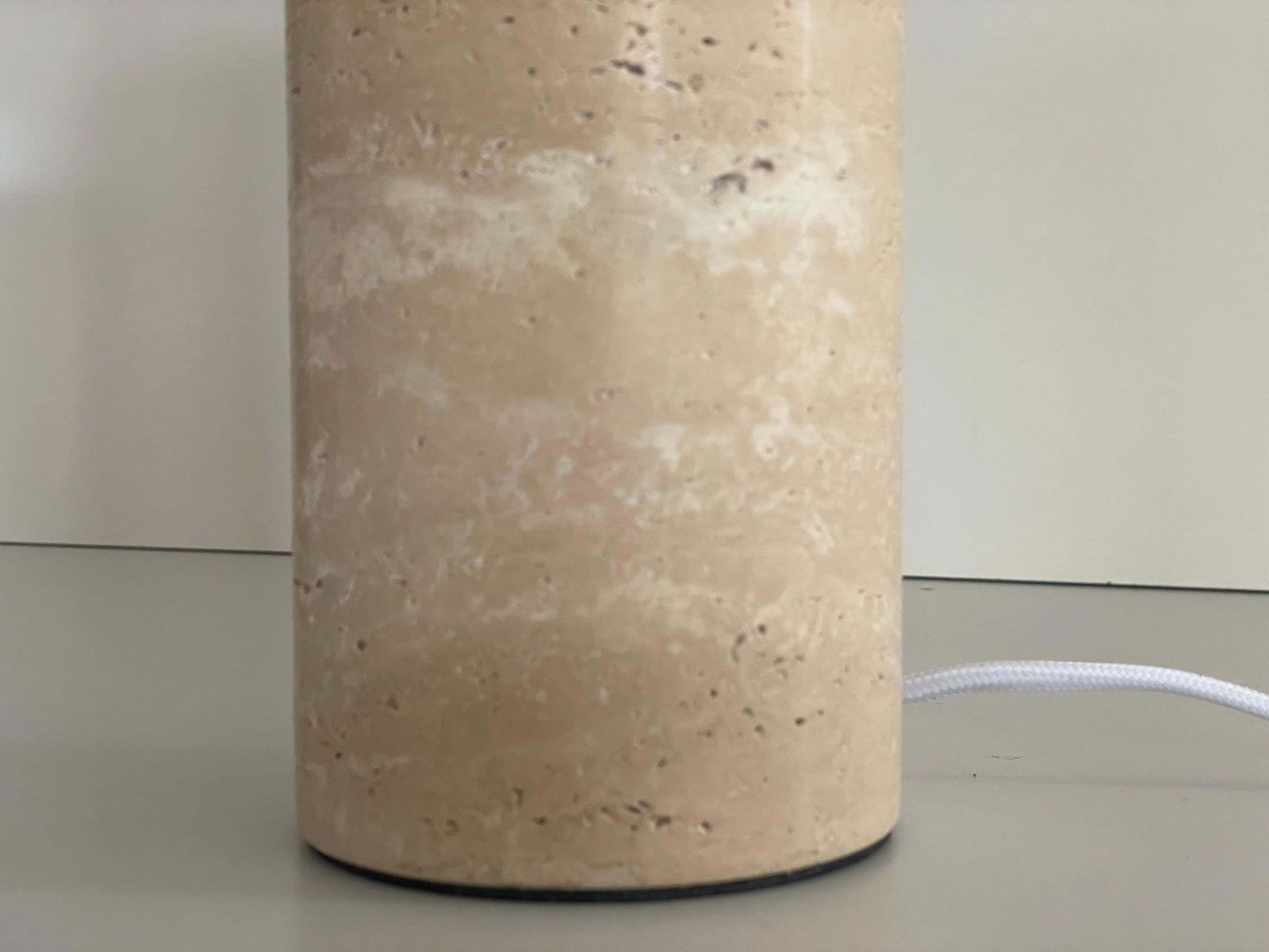 Cylindrical Design Travertine Pair Of Table Lamps, 1980s, Italy photo buy