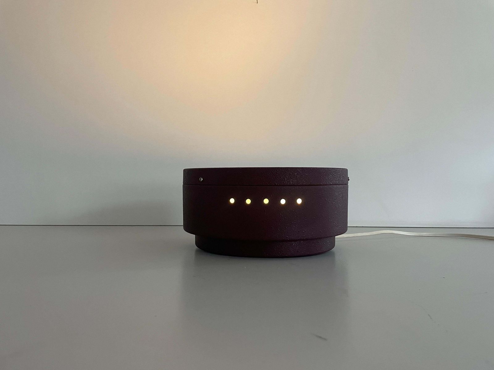 1369.0 Round Glass And Purple Metal Flush Mount Ceiling Light By Luci, 1960s, Italy photo