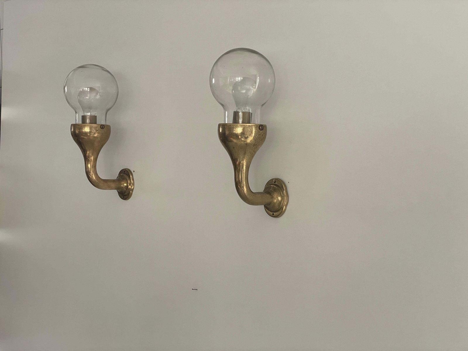 Modernist Glass And Brass Body Pair Of Sconces, 1960s, Italy photo furniture
