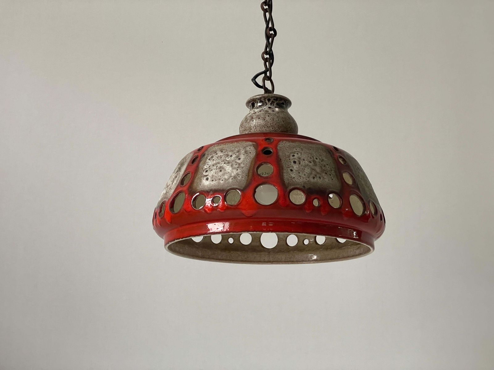 Red And Grey Ceramic Ceiling Lamp By Pan Leuchten, 1970s, Germany photo furniture
