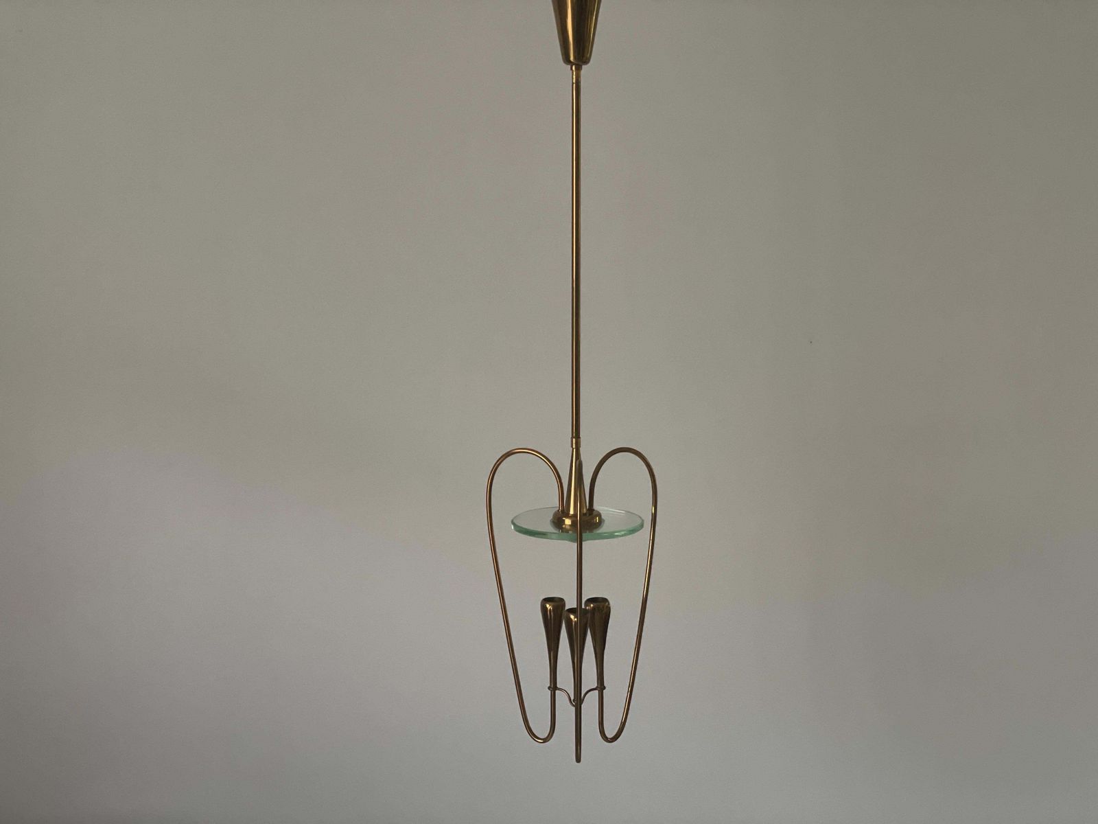 Brass And Glass Chandelier By Pietro Chiesa For Fontana Arte, 1950s, Italy photo Lighting